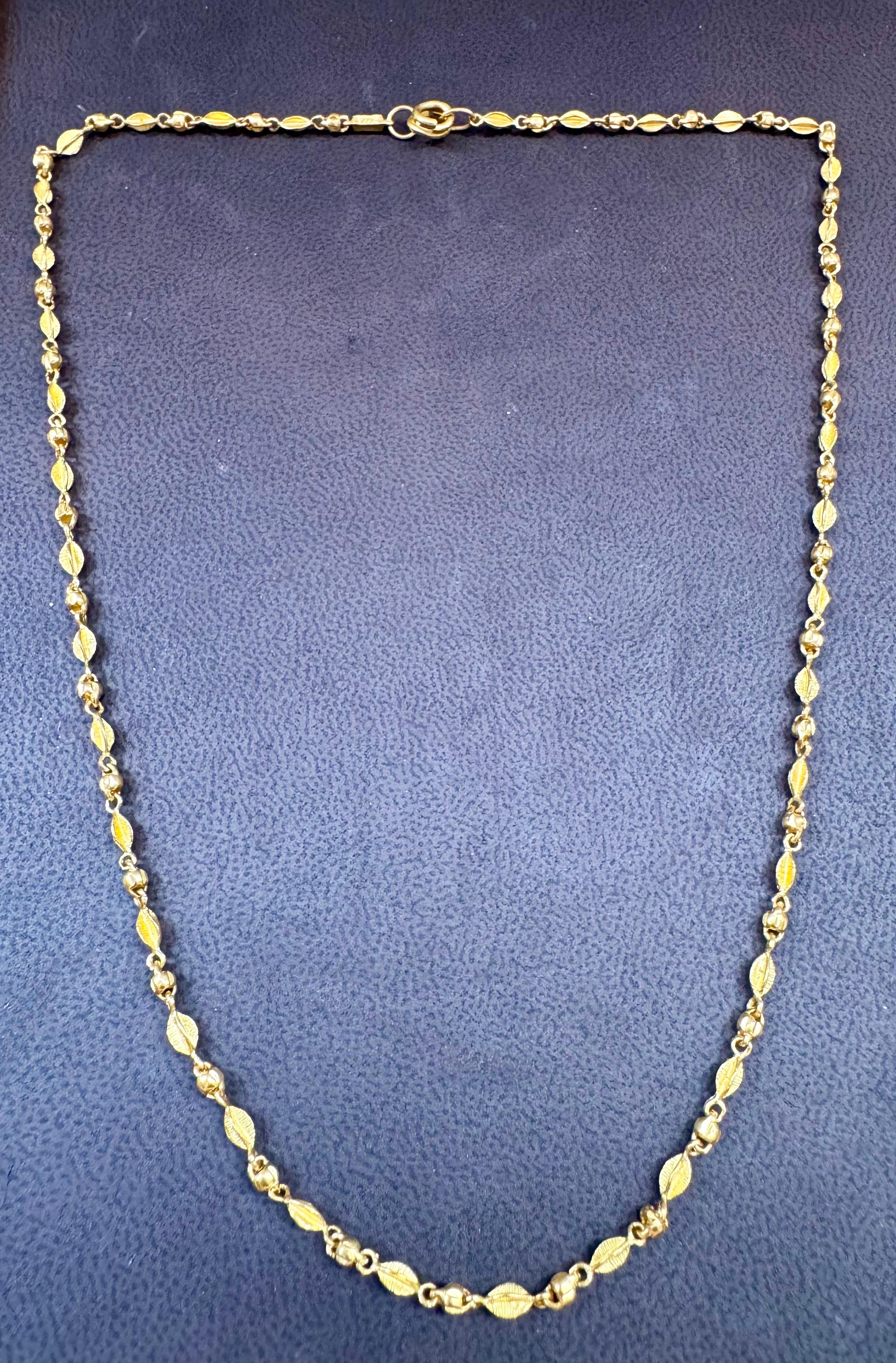 Collier de perles en or jaune 24 carats fait à la main, 13 gm, 18 pouces Pour femmes en vente