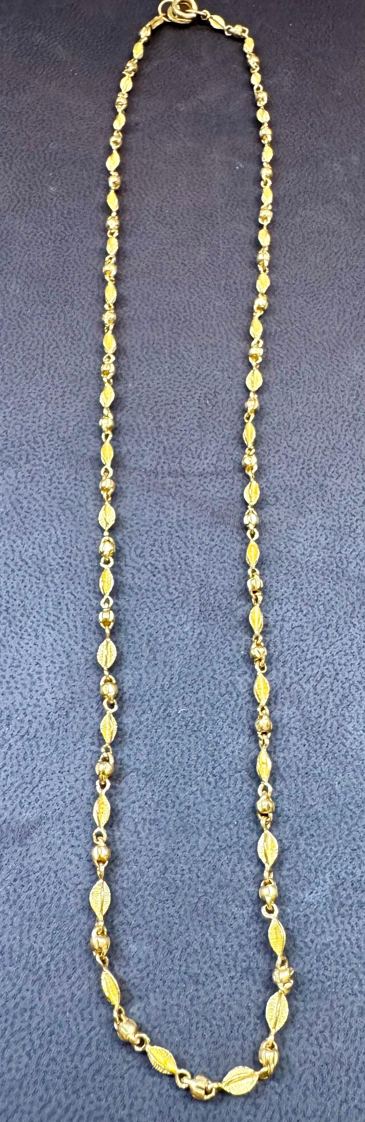 Collier de perles en or jaune 24 carats fait à la main, 13 gm, 18 pouces en vente 1