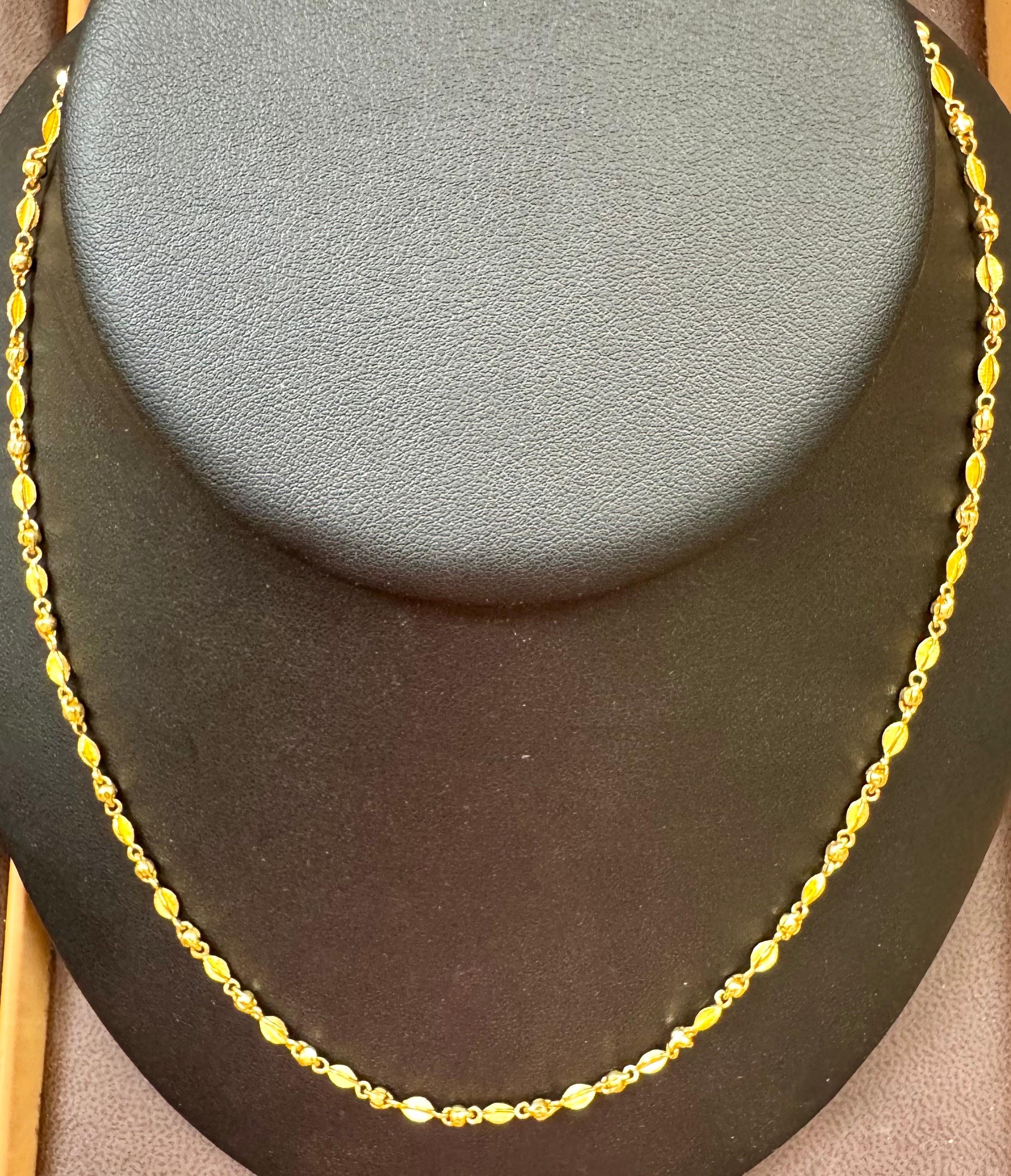 Collier de perles en or jaune 24 carats fait à la main, 13 gm, 18 pouces en vente 3