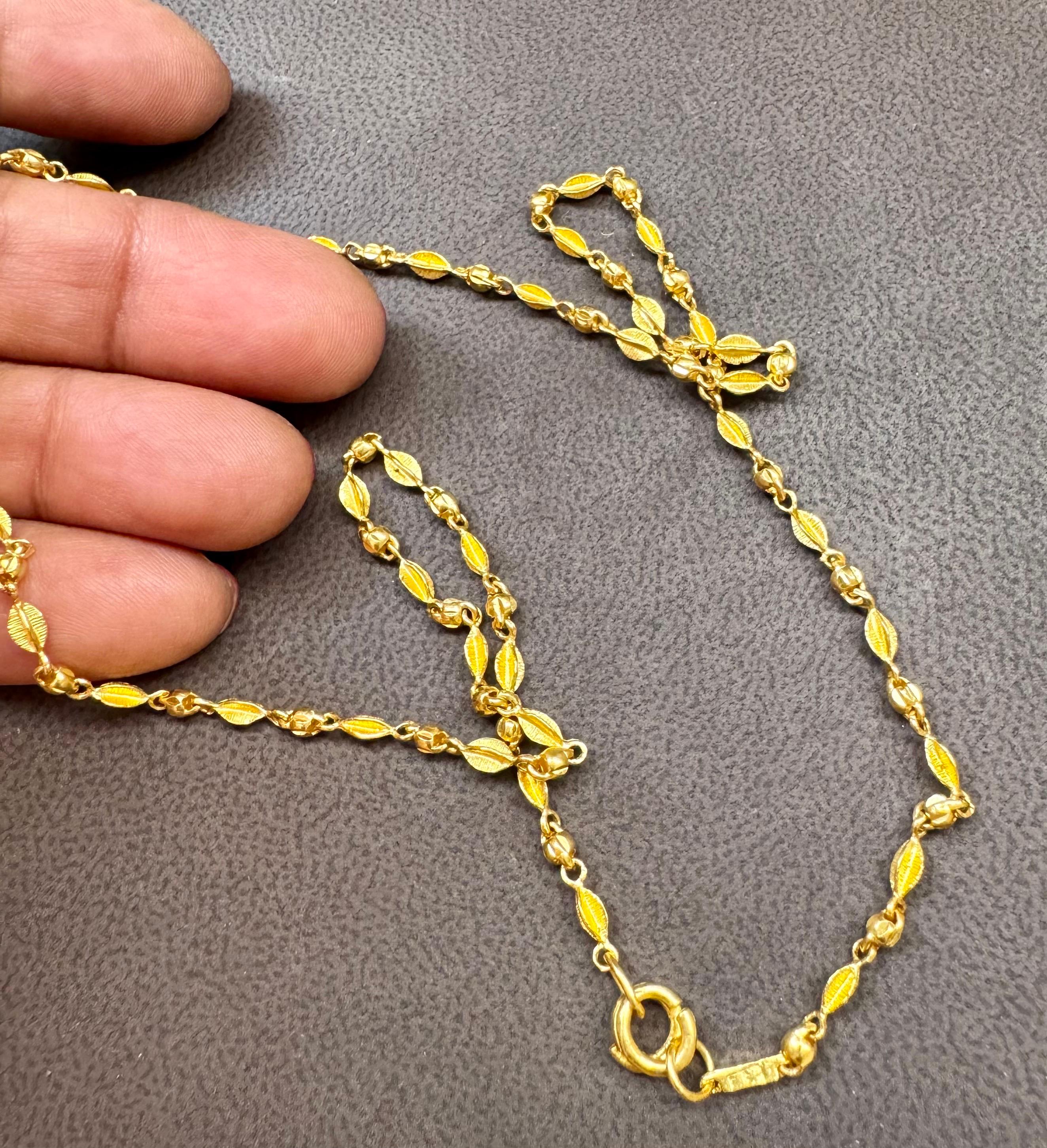 Collier de perles en or jaune 24 carats fait à la main, 13 gm, 18 pouces en vente 4