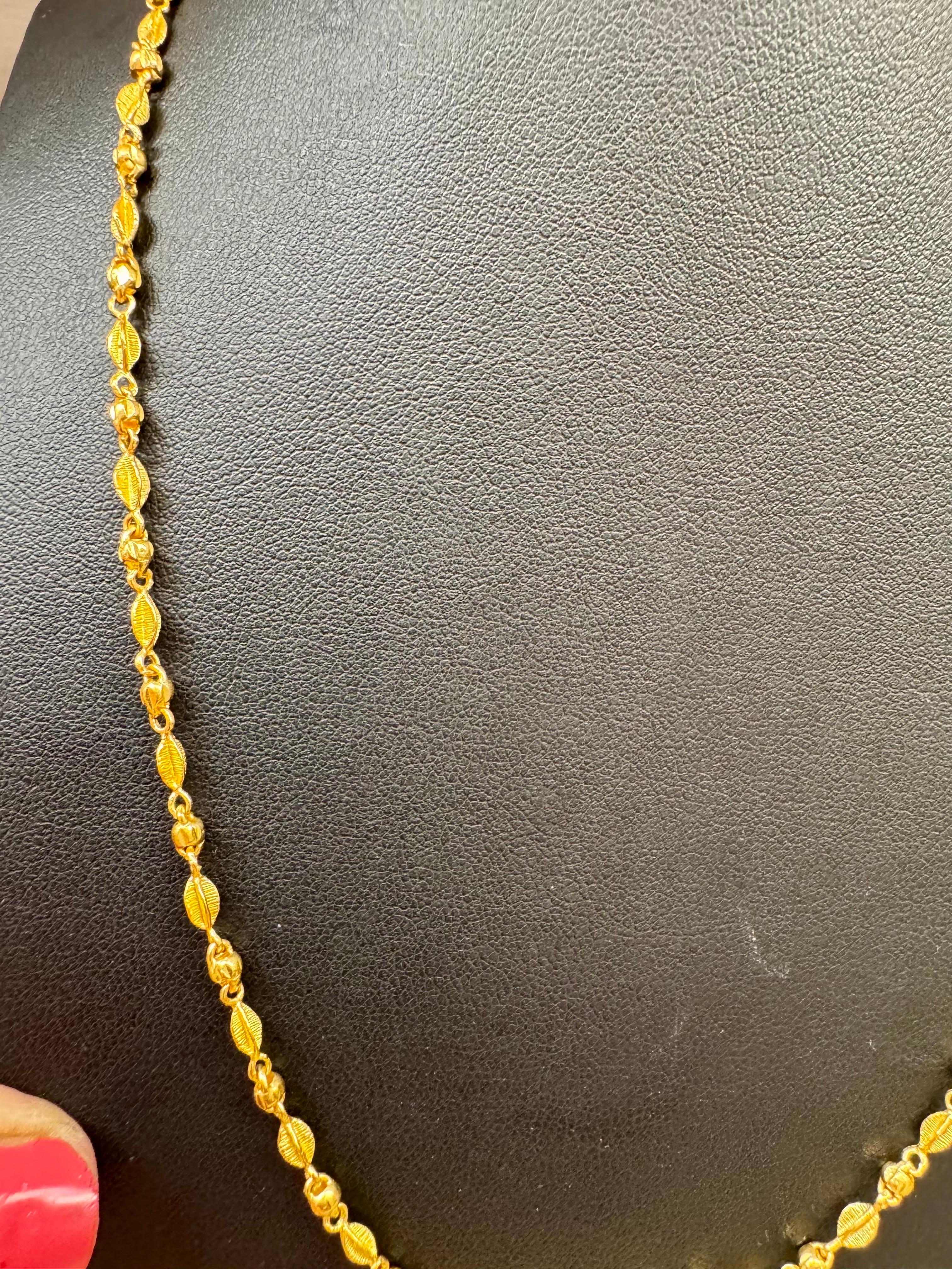 Collier de perles en or jaune 24 carats fait à la main, 13 gm, 18 pouces en vente 5