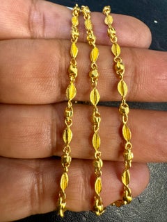 Collier de perles en or jaune 24 carats fait à la main, 13 gm, 18 pouces
