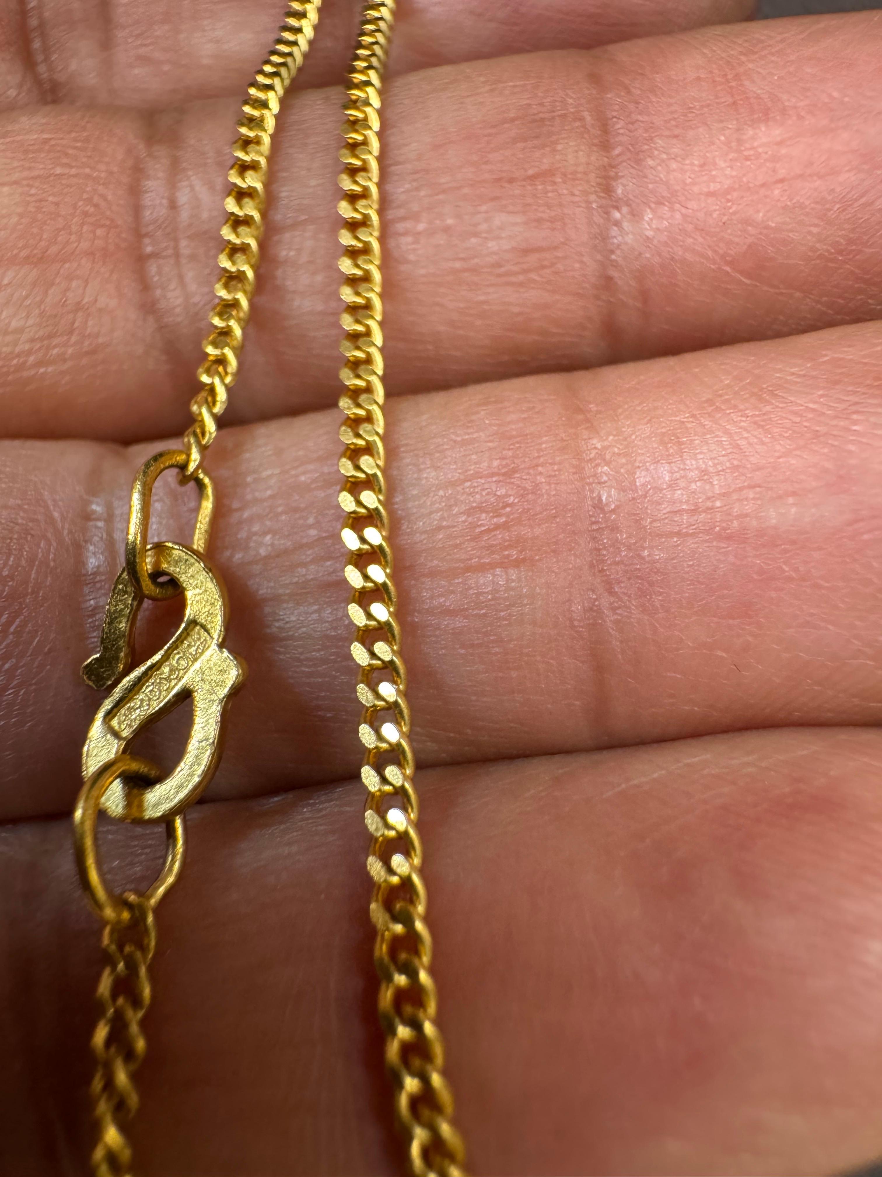 24 Karat Pure Gold Hand Made Yellow Gold Chain Necklace, 8 Gm, 16 Inch For Sale 1