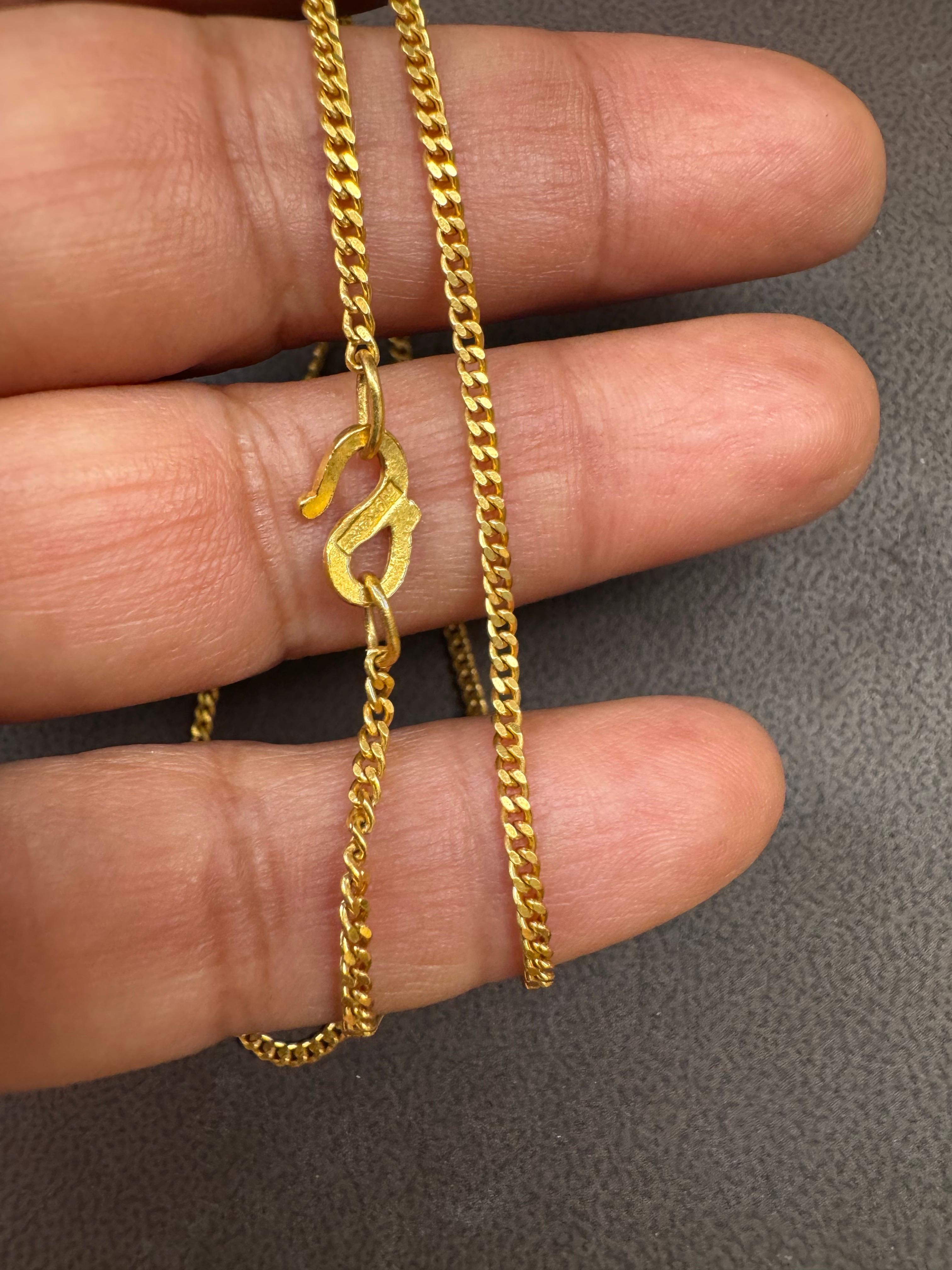 24 Karat Pure Gold Hand Made Yellow Gold Chain Necklace, 8 Gm, 16 Inch For Sale 2