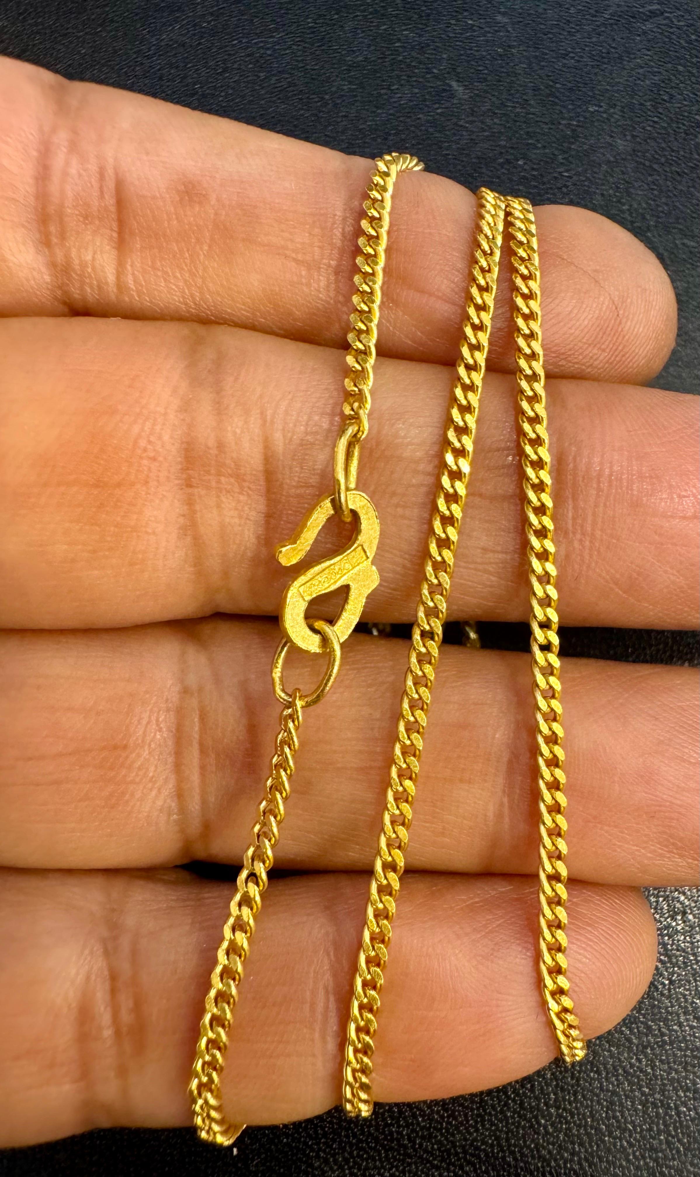 24 Karat Pure Gold Hand Made Yellow Gold Chain Necklace, 8 Gm, 16 Inch For Sale 5