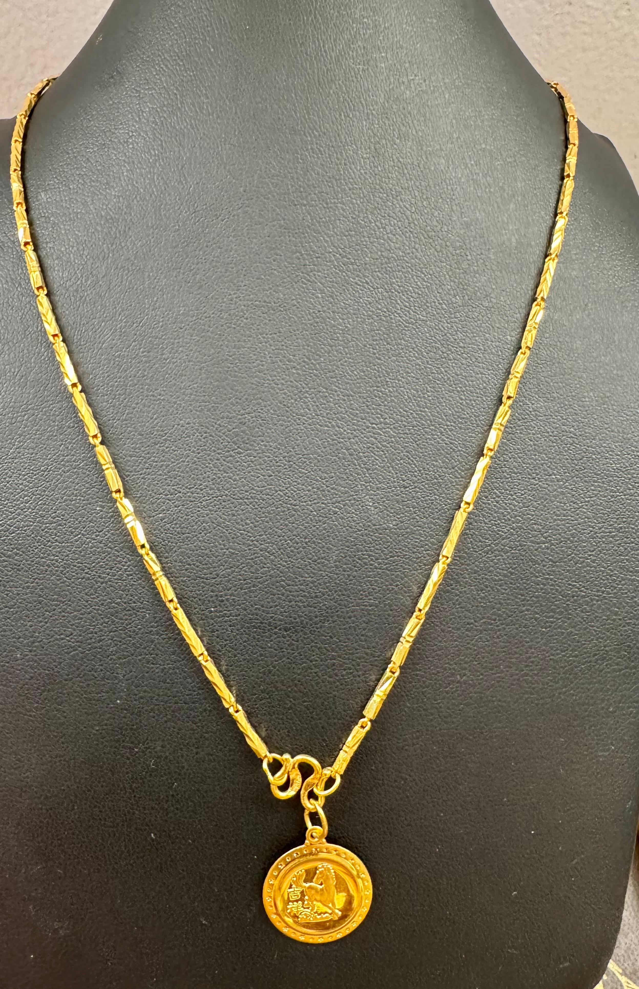 Or pur 24 carats Or jaune Hand Made  Collier de pièces de monnaie, 10.8 Gm, 18 pouces en vente 1