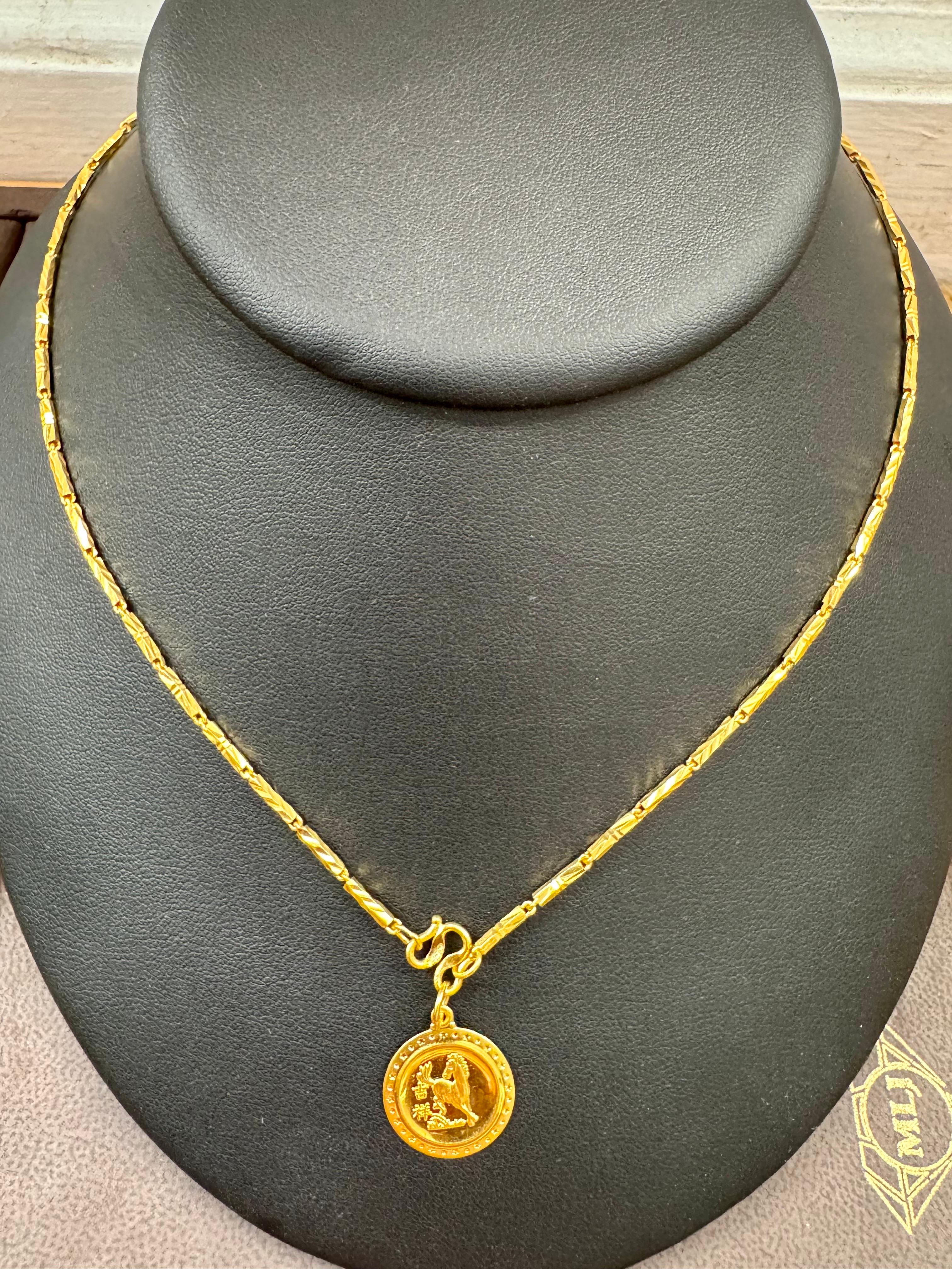 Or pur 24 carats Or jaune Hand Made  Collier de pièces de monnaie, 10.8 Gm, 18 pouces en vente 2