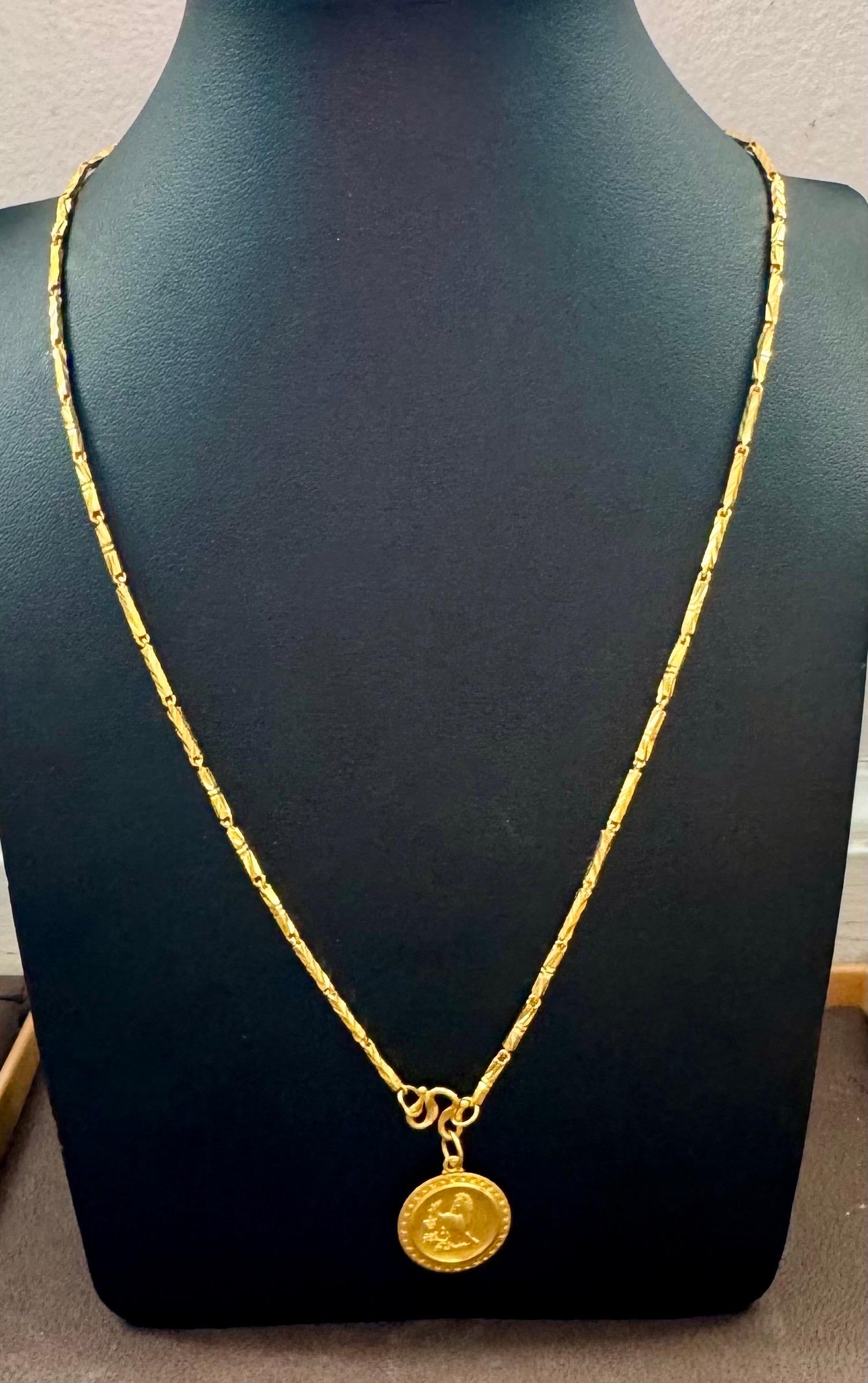 Or pur 24 carats Or jaune Hand Made  Collier de pièces de monnaie, 10.8 Gm, 18 pouces en vente 4