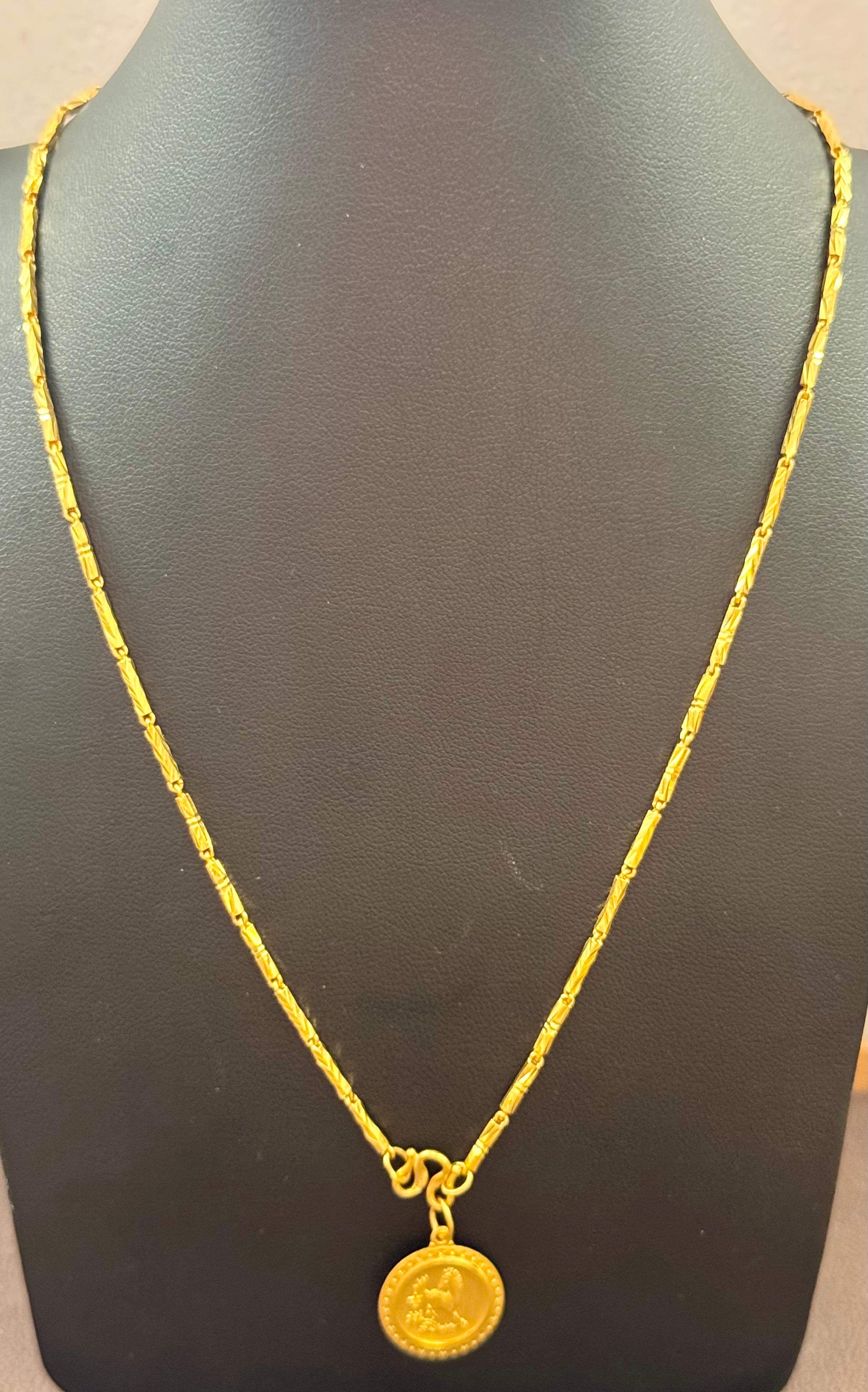 Or pur 24 carats Or jaune Hand Made  Collier de pièces de monnaie, 10.8 Gm, 18 pouces en vente 5