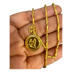 Oro Puro de 24 Kilates Hand Made Oro Amarillo  Collar de monedas, 10,8 Gm, 18 pulgadas