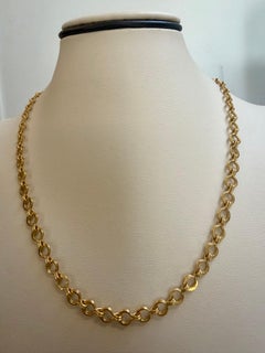 24 Karat Pure Gold Hand Made Yellow Gold LINK Chain Necklace, 22.3 Gm, 16 Inch