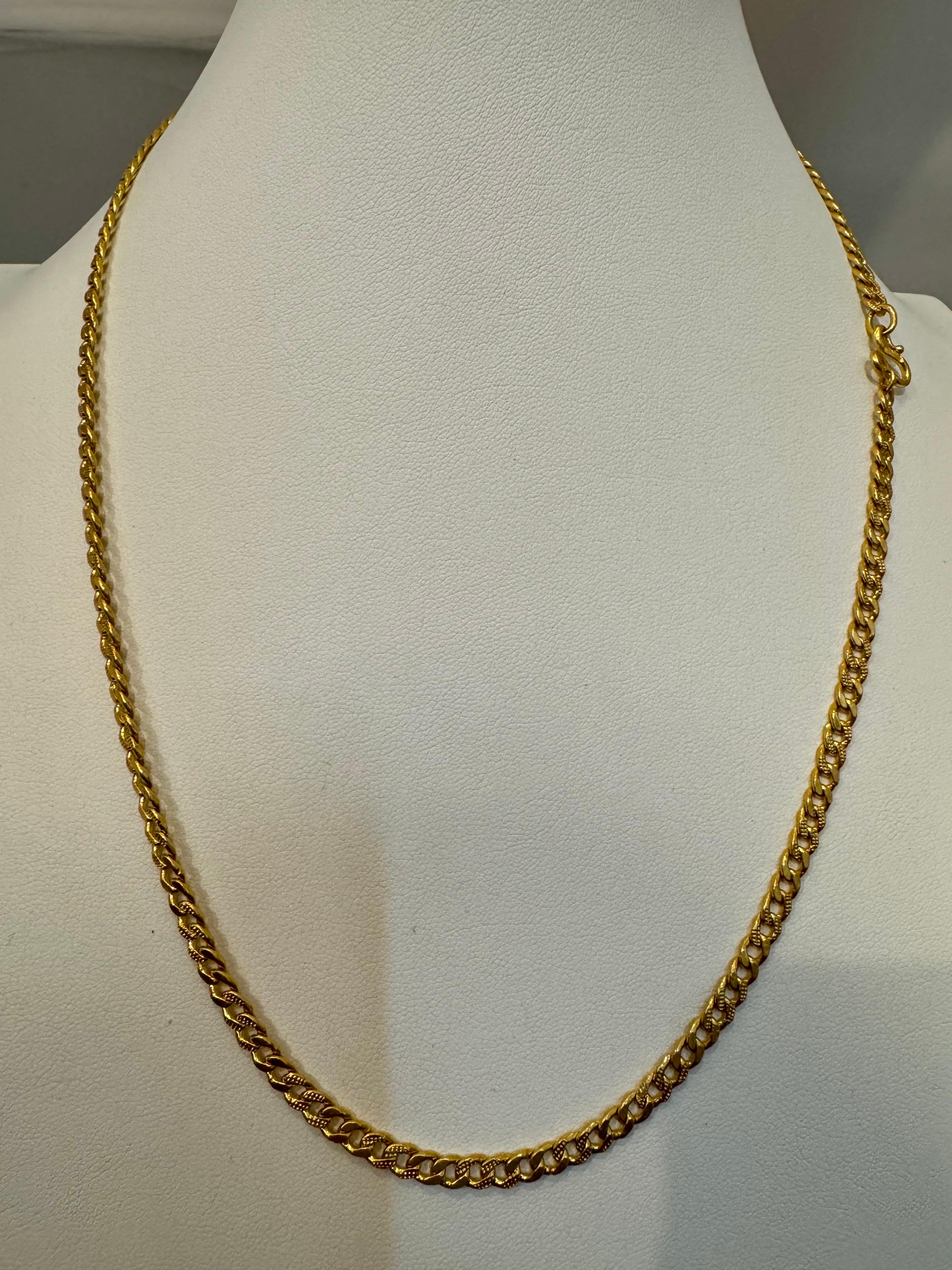 Collana a catena in oro giallo Hand Made in oro puro 24 carati, 37,7 gm, 22 pollici in vendita 7