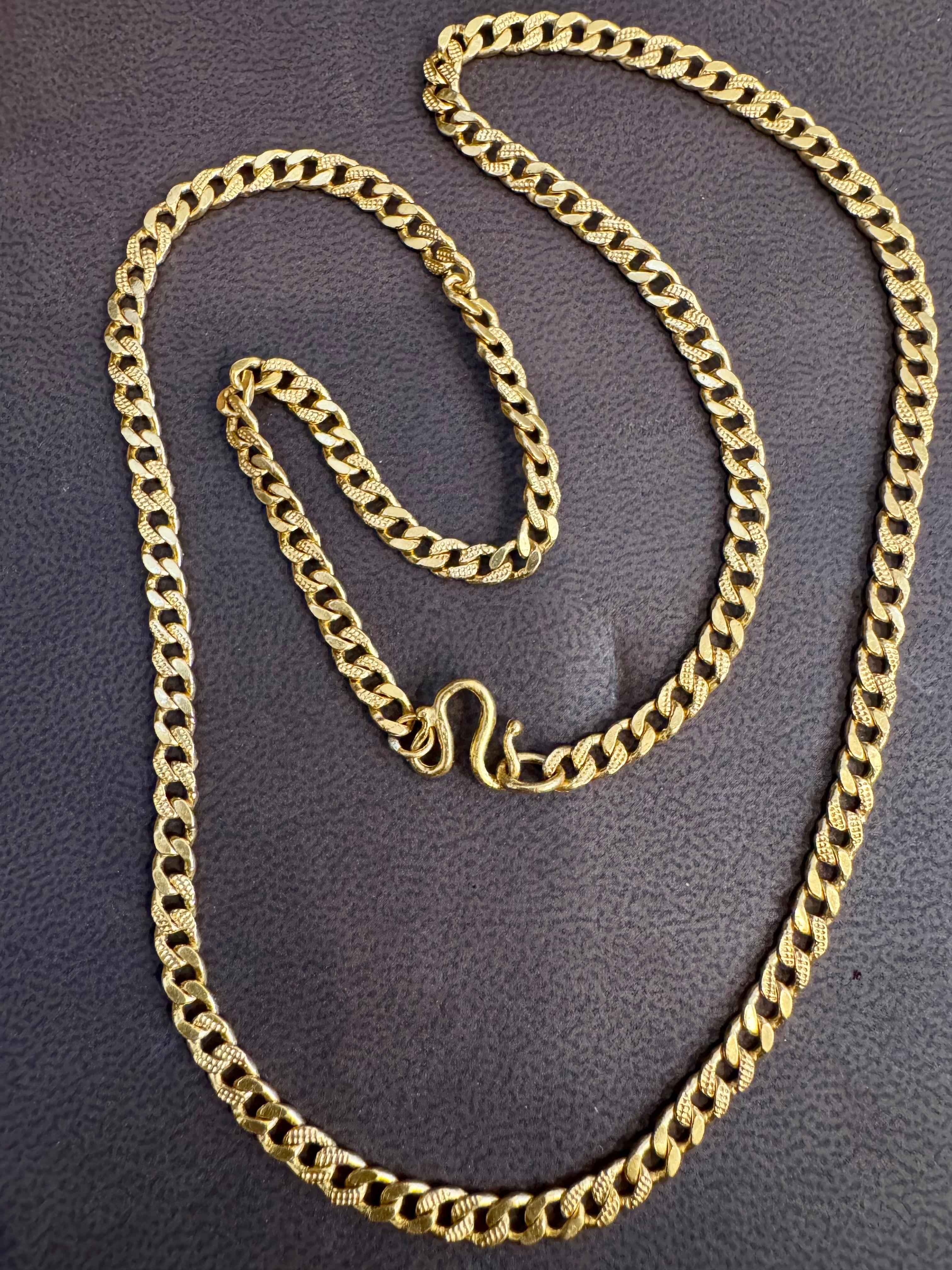 Collana a catena in oro giallo Hand Made in oro puro 24 carati, 37,7 gm, 22 pollici In condizioni ottime in vendita a New York, NY