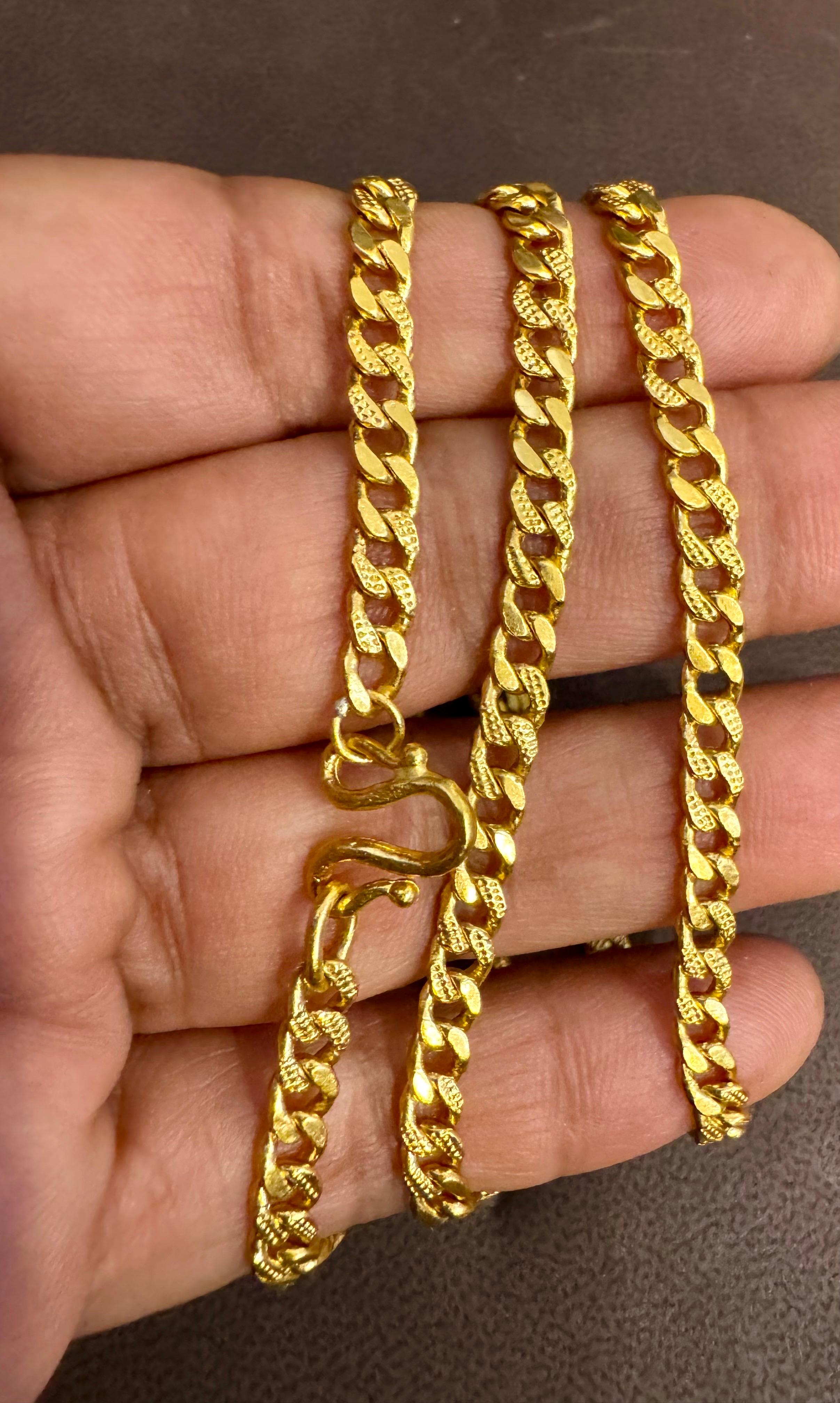 da uomo o donna Collana a catena in oro giallo Hand Made in oro puro 24 carati, 37,7 gm, 22 pollici in vendita