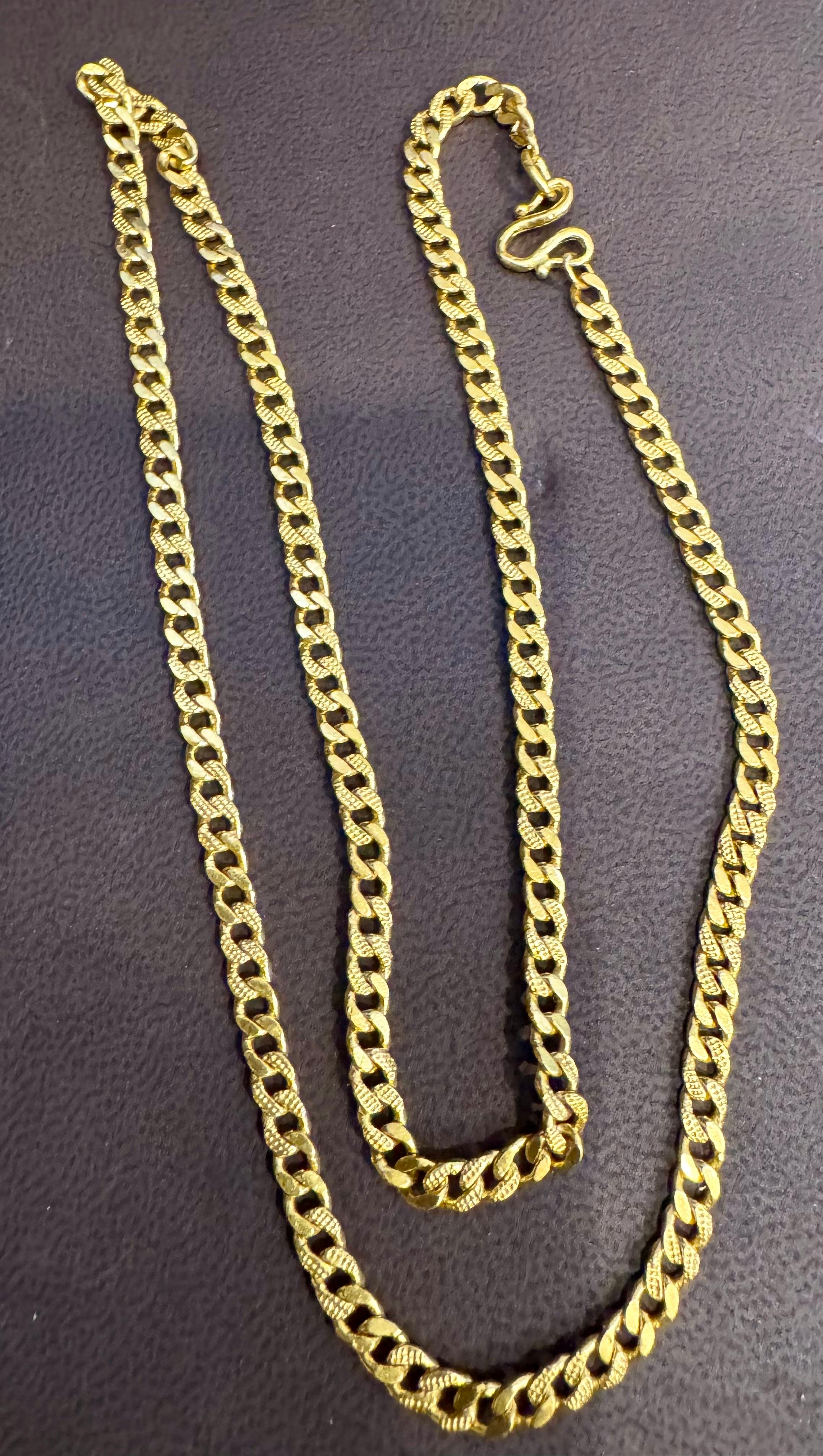 Collana a catena in oro giallo Hand Made in oro puro 24 carati, 37,7 gm, 22 pollici in vendita 2