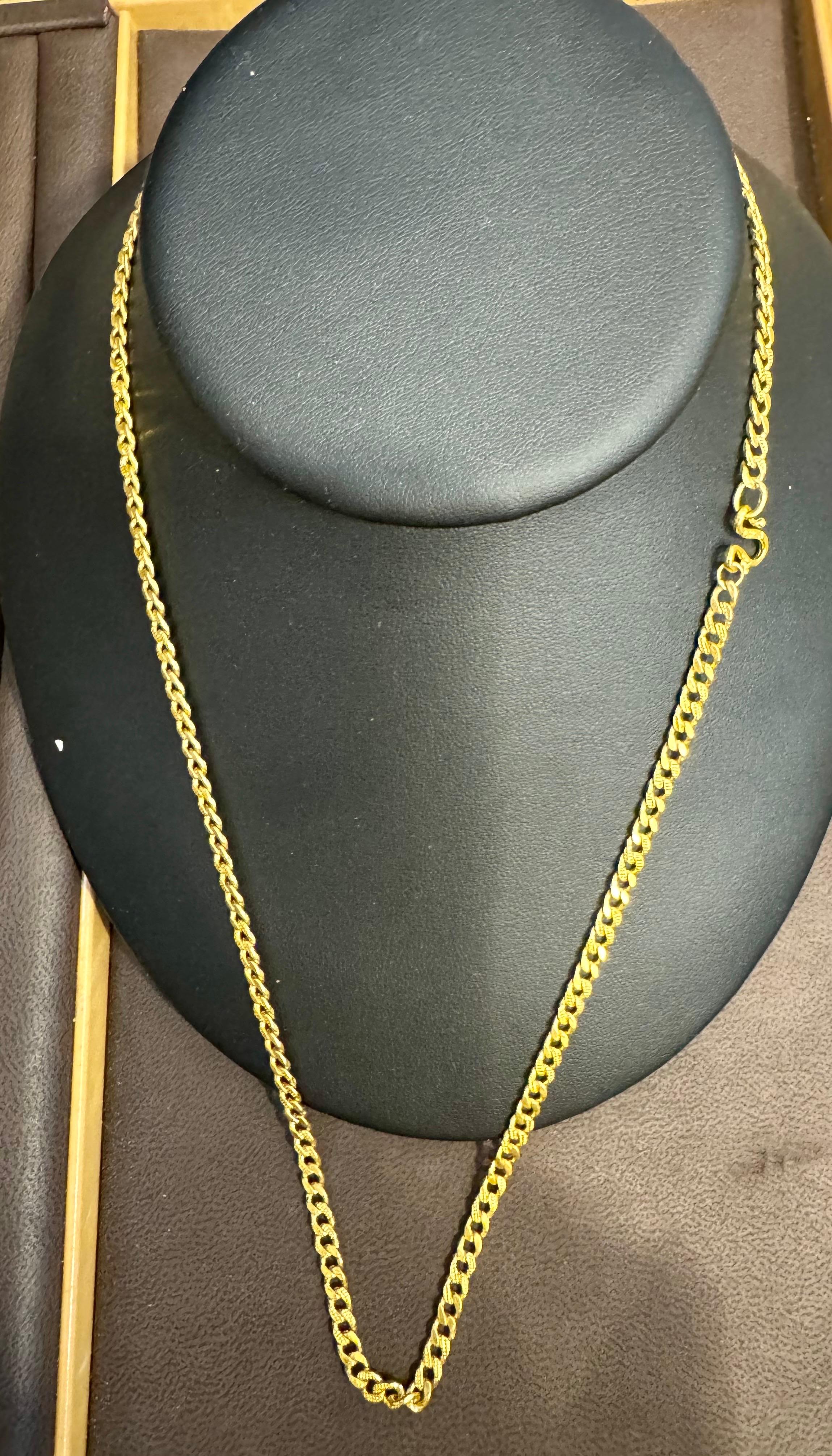 Collana a catena in oro giallo Hand Made in oro puro 24 carati, 37,7 gm, 22 pollici in vendita 4
