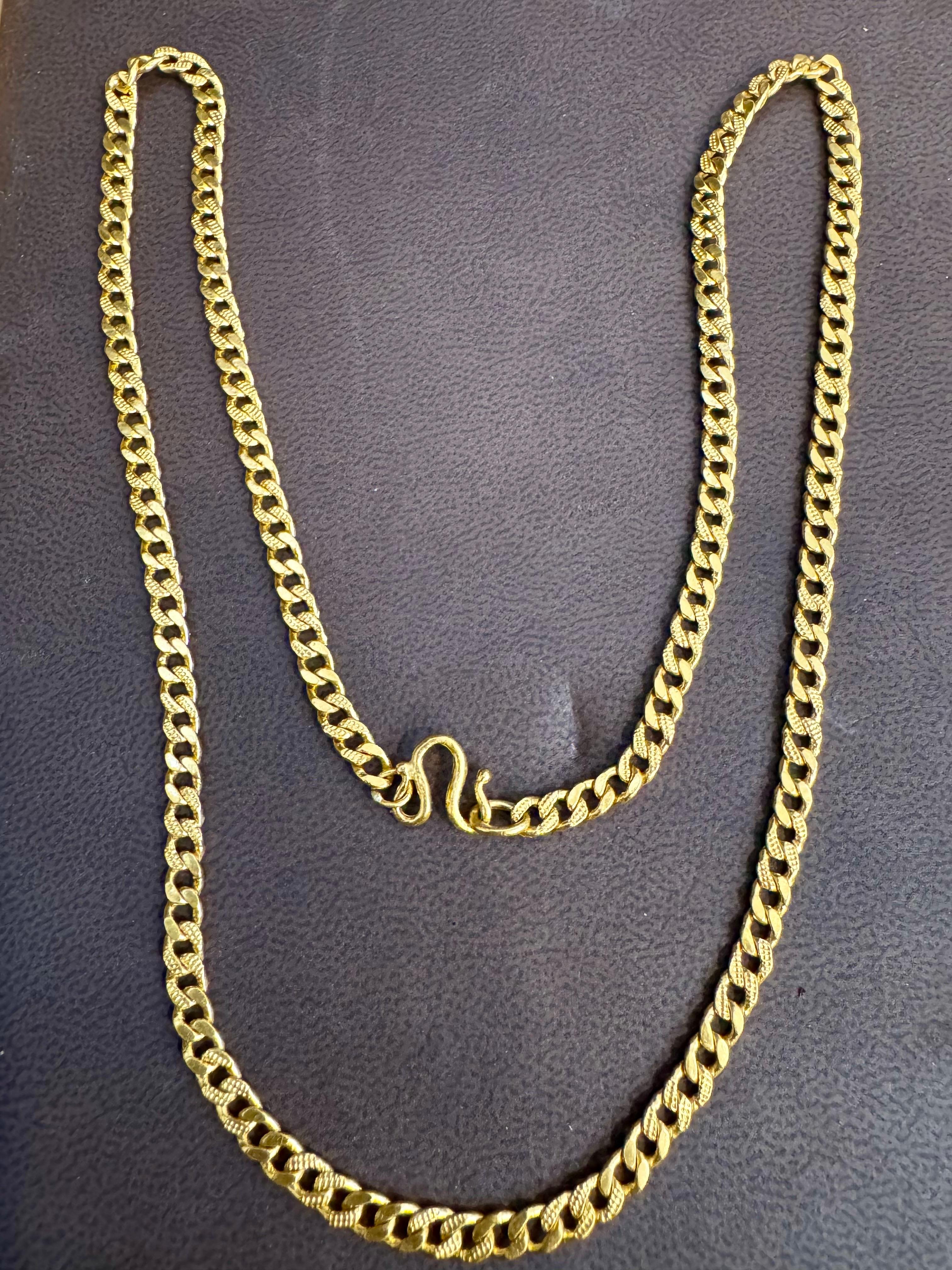 Collana a catena in oro giallo Hand Made in oro puro 24 carati, 37,7 gm, 22 pollici in vendita 5