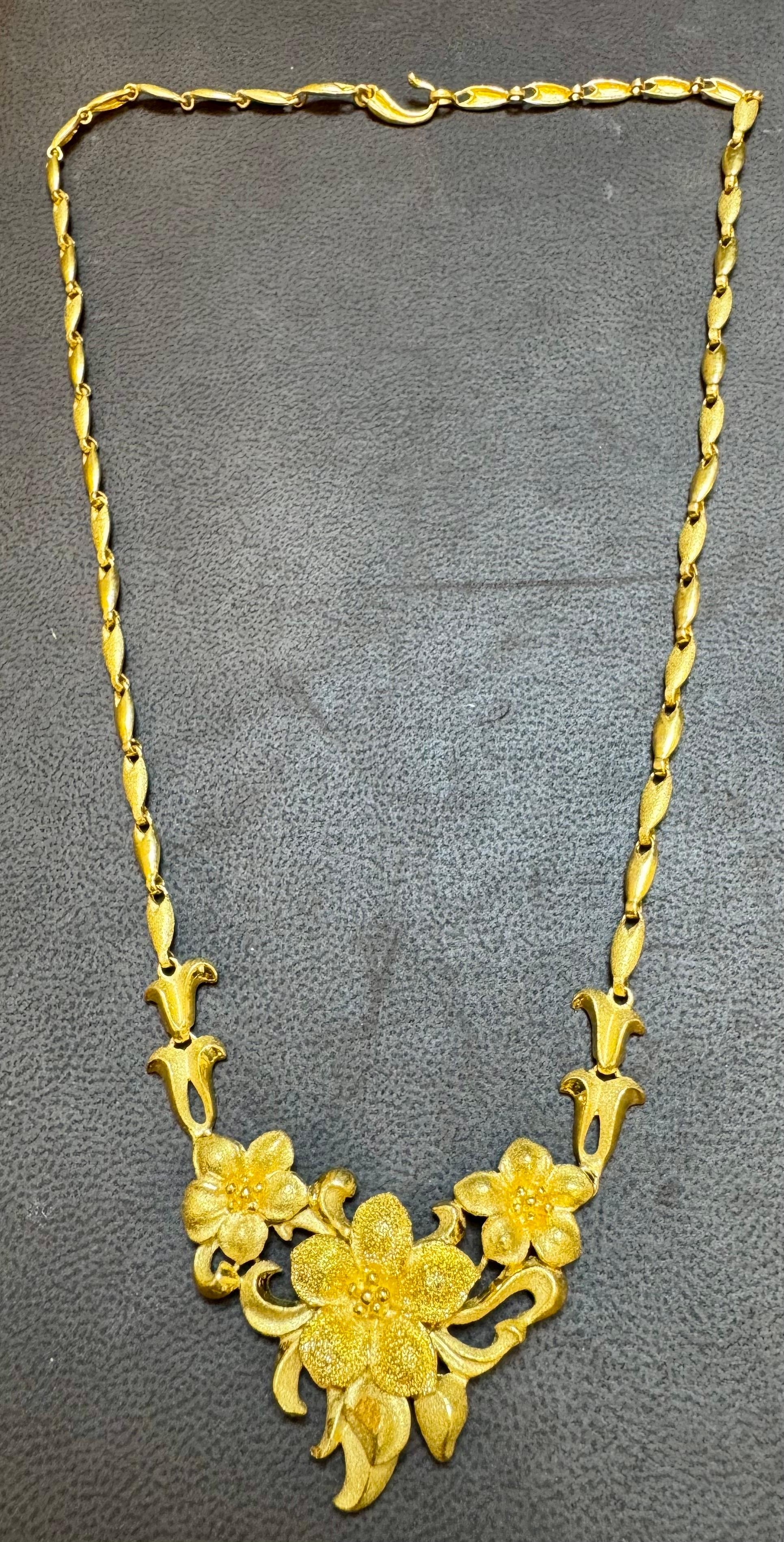 Collar Flor de Oro Puro de 24 Kilates Hand Made Solid, 37 Gm, 18 Pulgadas en venta 6