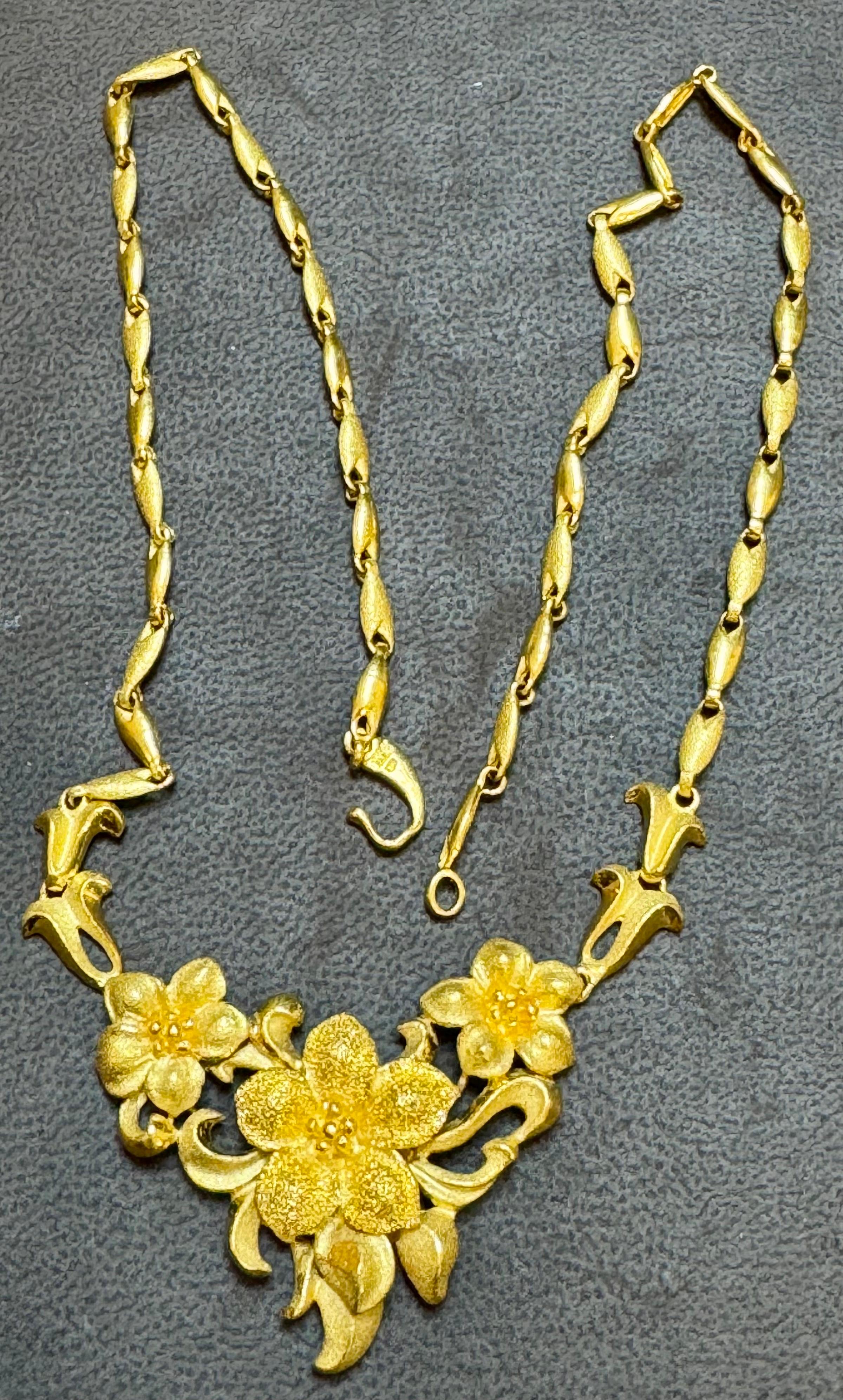 Collar Flor de Oro Puro de 24 Kilates Hand Made Solid, 37 Gm, 18 Pulgadas en venta 4