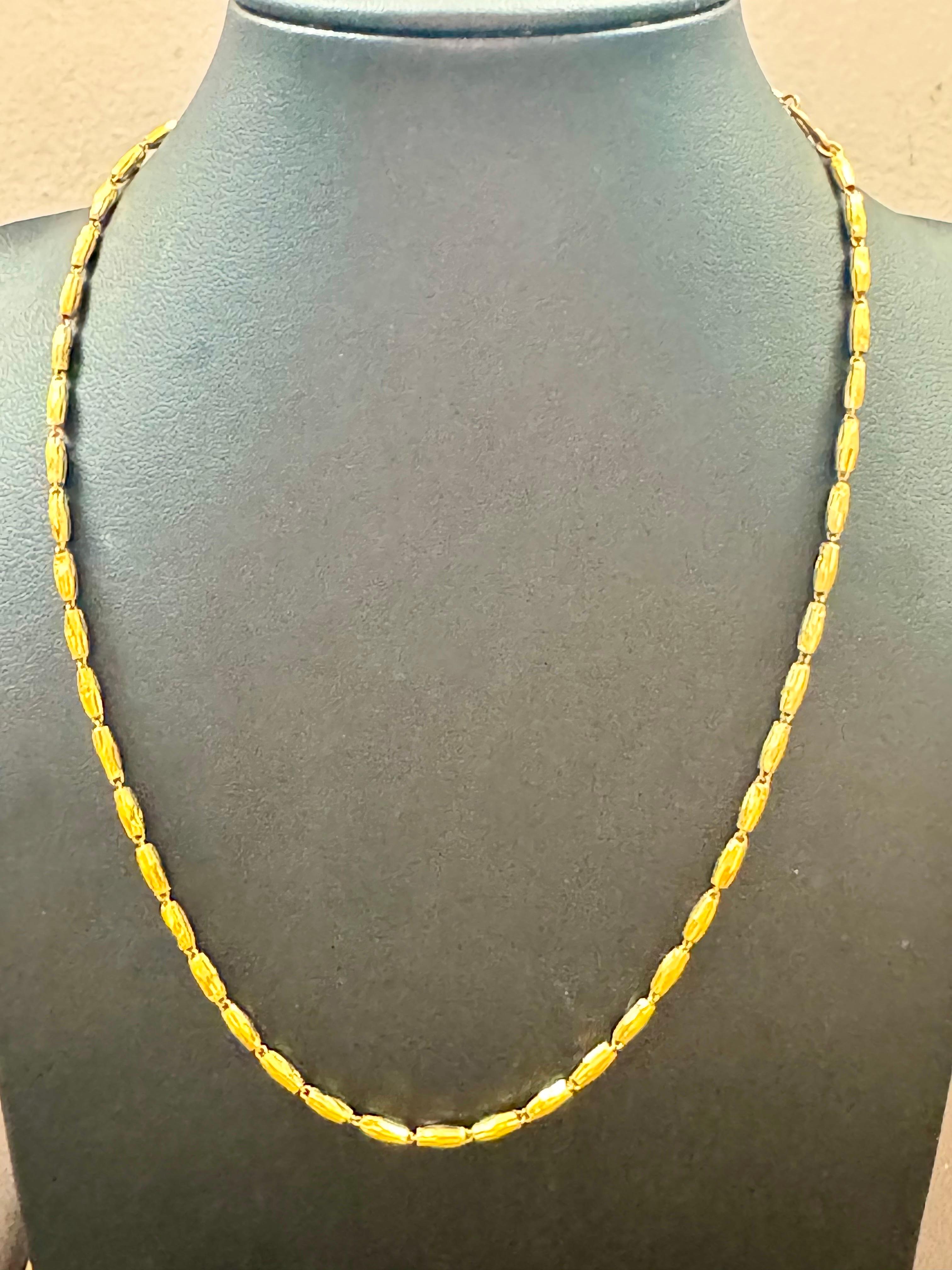 Women's 24 Karat Pure Gold Hand Made Yellow Gold Tube Chain Necklace, 4 Gm, 16 Inch For Sale
