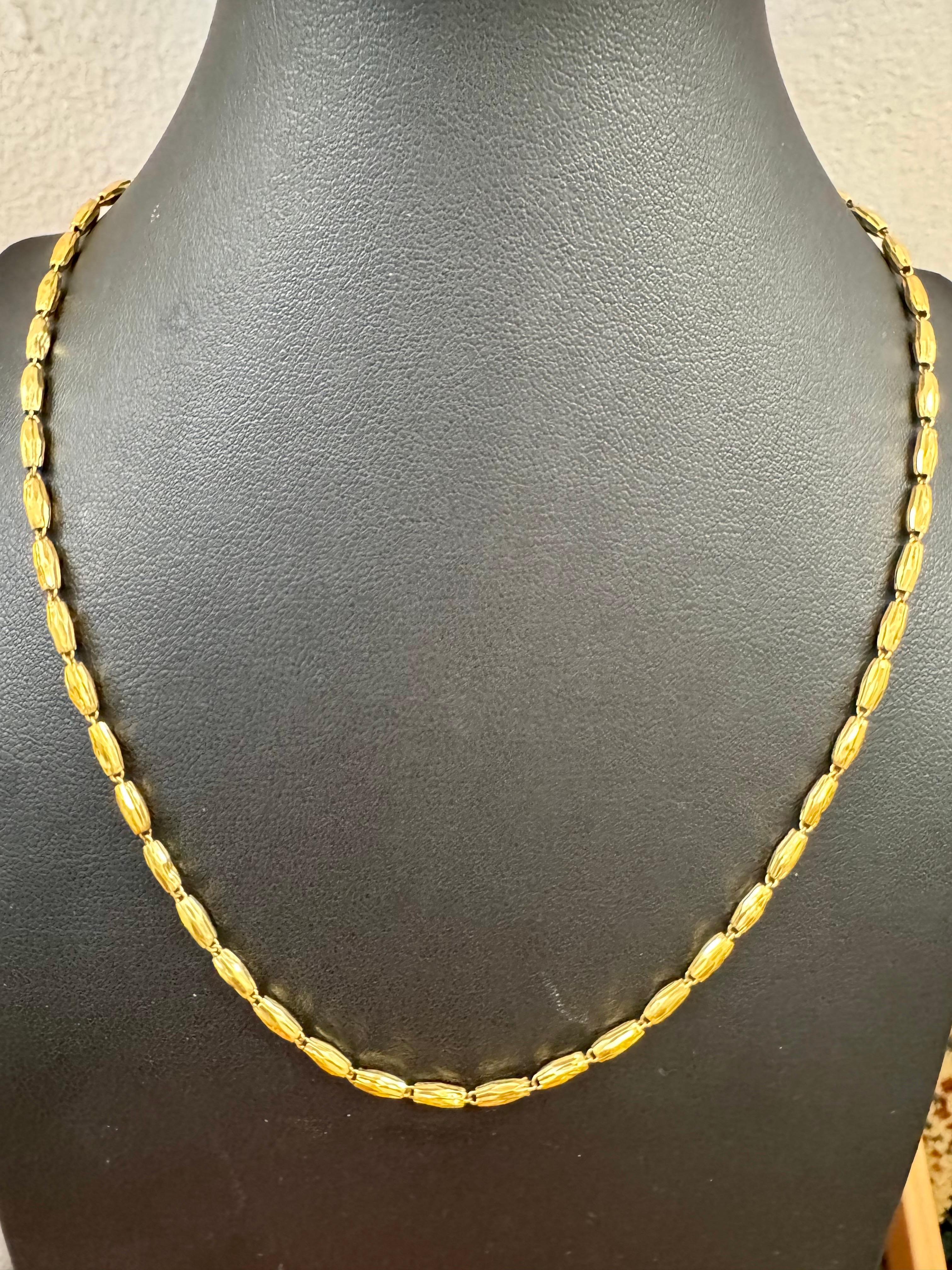 24 Karat Pure Gold Hand Made Yellow Gold Tube Chain Necklace, 4 Gm, 16 Inch For Sale 1
