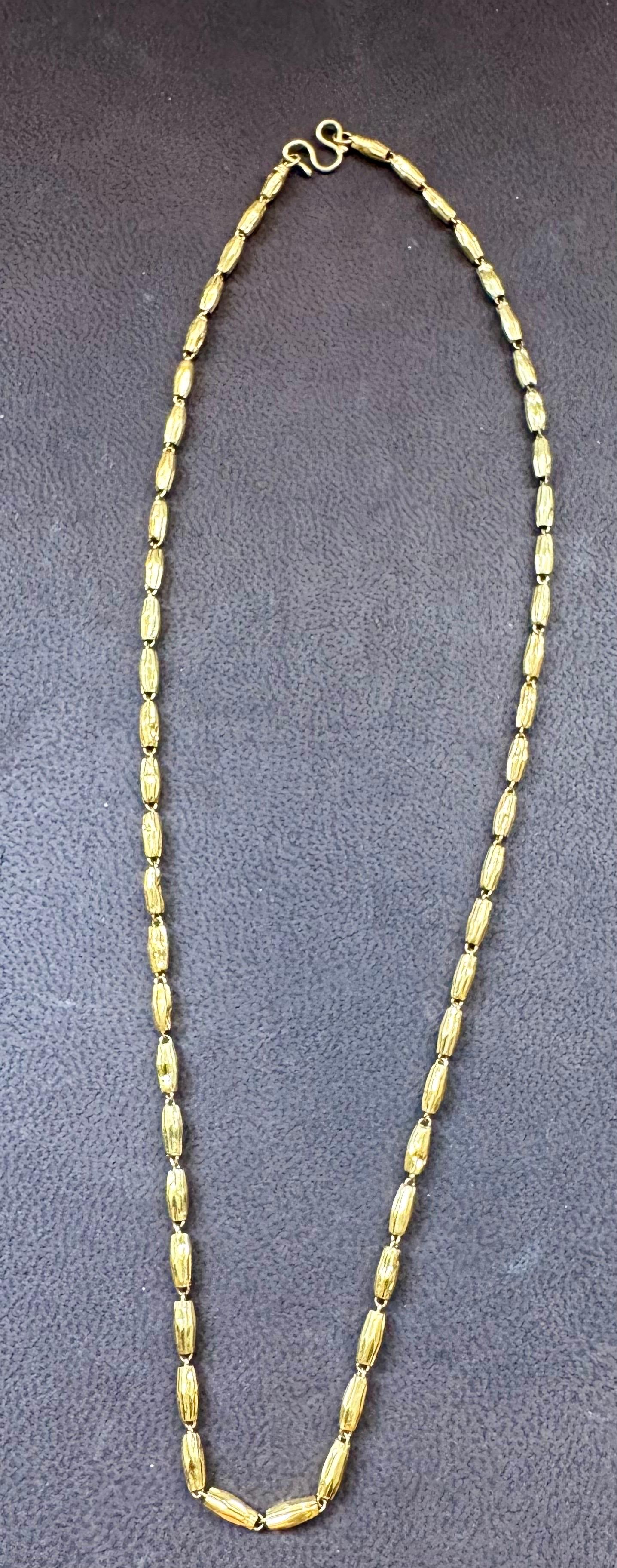 24 Karat Pure Gold Hand Made Yellow Gold Tube Chain Necklace, 4 Gm, 16 Inch For Sale 2