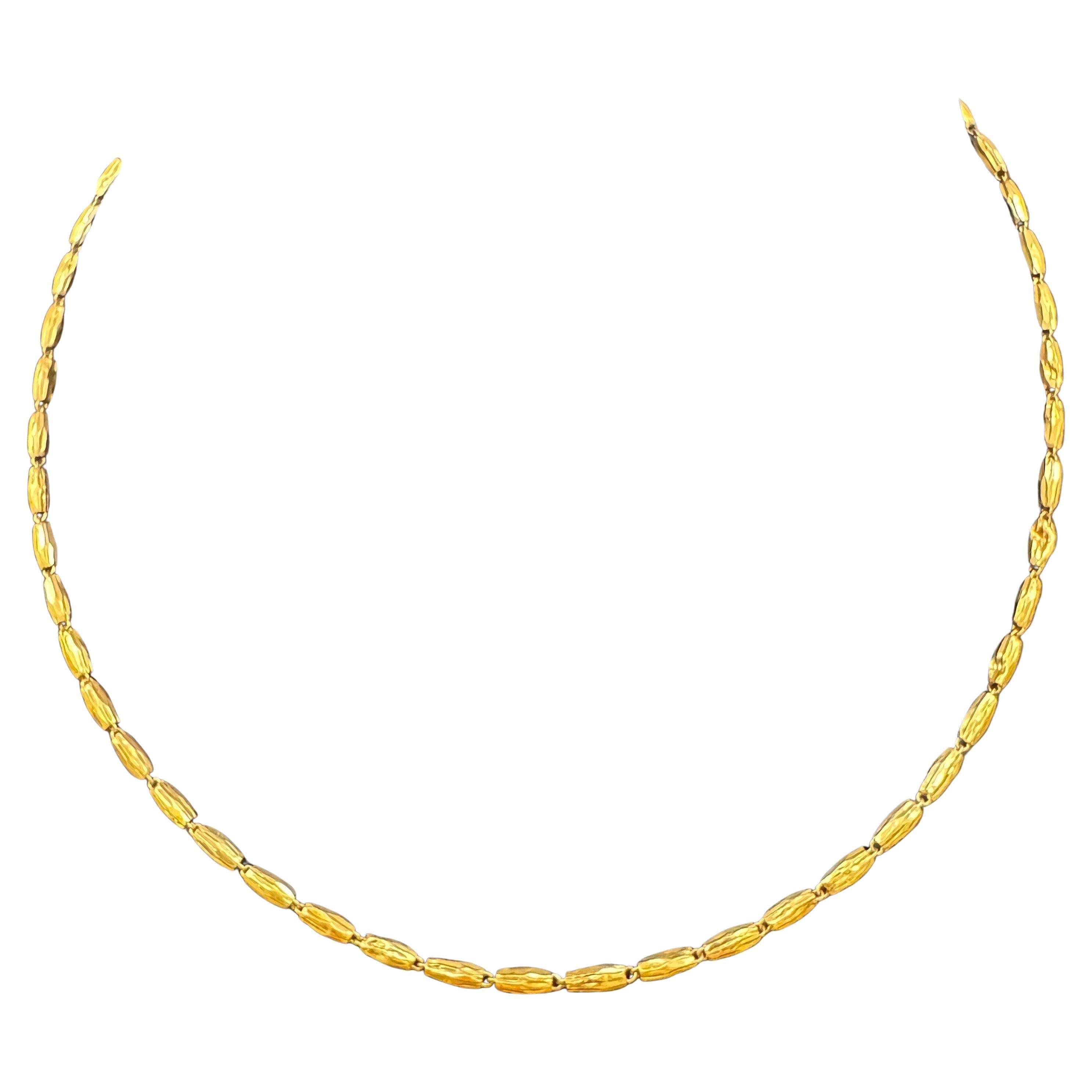 24 Karat Pure Gold Hand Made Yellow Gold Tube Chain Necklace, 4 Gm, 16 Inch