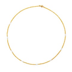 24 Karat Pure Gold Handcrafted Ottoman Lovers Chain with Diamond Briolettes