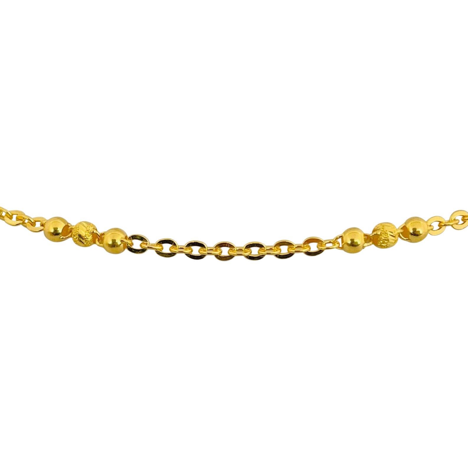 24 Karat reines Gelbgold Diamantschliff Kugelperlen und Kabel-Gliederhalskette im Zustand „Gut“ in Guilford, CT