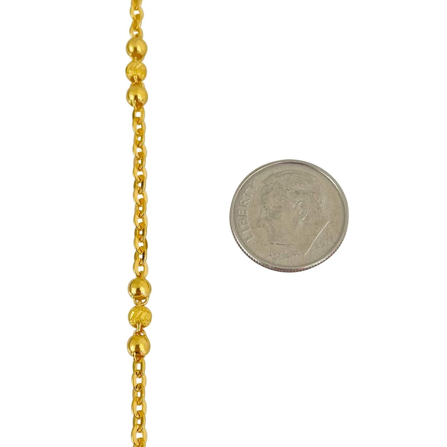 24 Karat reines Gelbgold Diamantschliff Kugelperlen und Kabel-Gliederhalskette 1