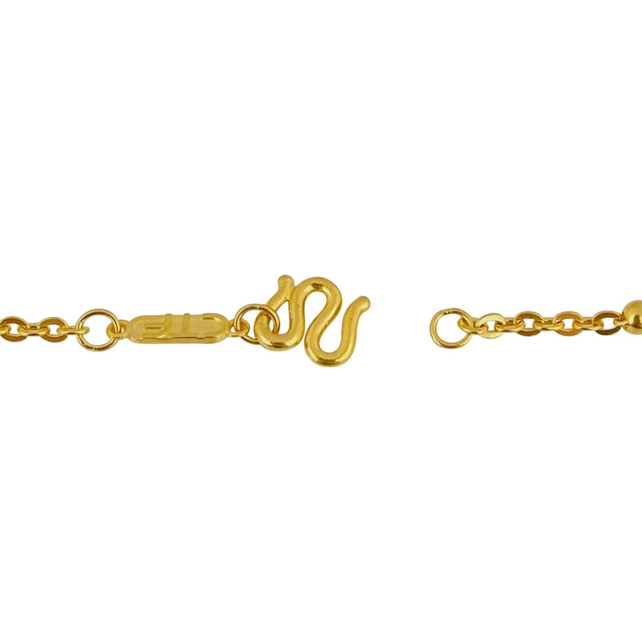 24 Karat reines Gelbgold Diamantschliff Kugelperlen und Kabel-Gliederhalskette 2