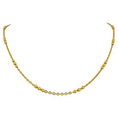 24 Karat Pure Yellow Gold Diamond Cut Ball Bead and Cable Link Necklace