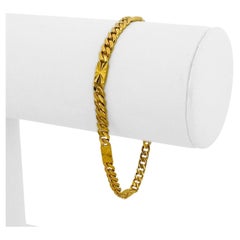 24 Karat Pure Yellow Gold Diamond Cut Curb Link Station Bracelet 