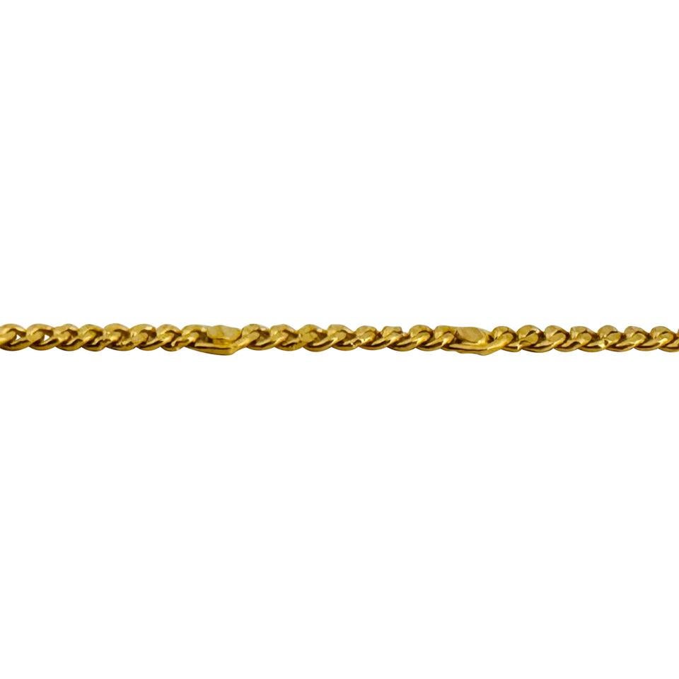 24 Karat Pure Yellow Gold Diamond Cut Curb Link Station Bracelet with Heart  In Good Condition In Guilford, CT