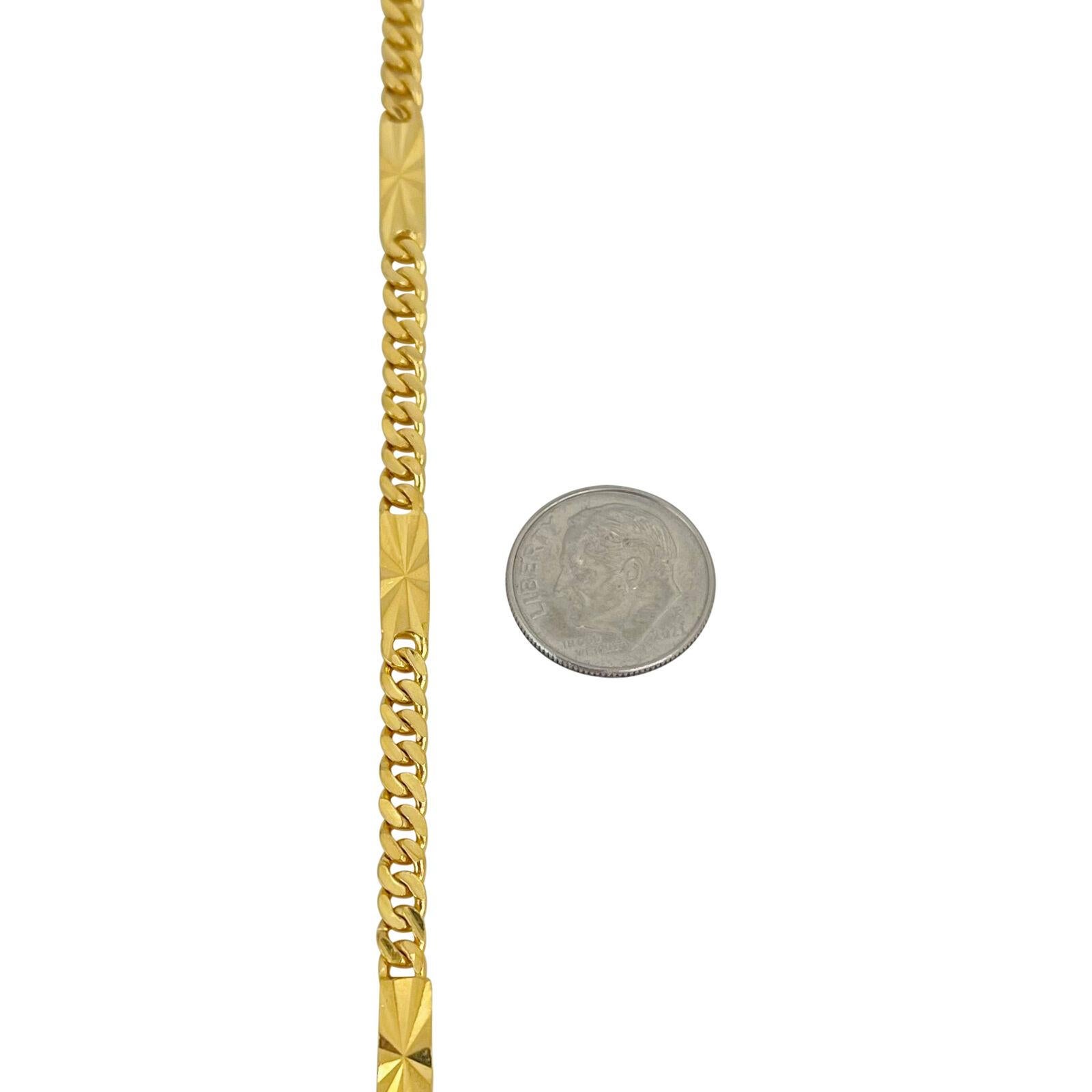 Collana a catena A Link in oro giallo puro 24 carati con taglio a diamante In condizioni buone a Guilford, CT