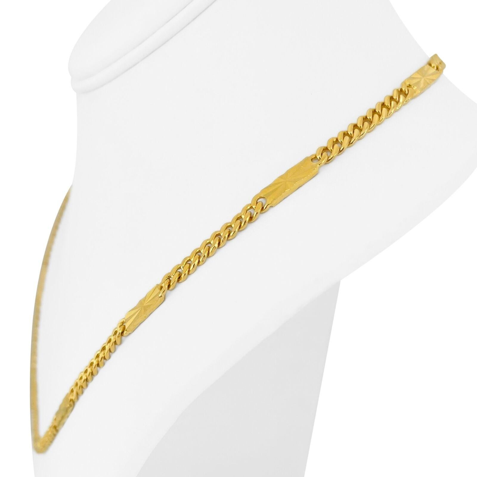 Collana a catena A Link in oro giallo puro 24 carati con taglio a diamante 2