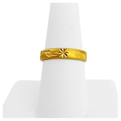 24 Karat Pure Yellow Gold Diamond Cut Floral Band Ring