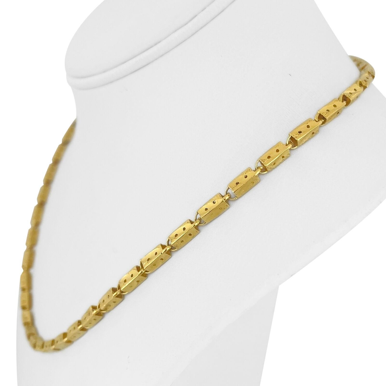 Collier en or jaune pur 24k 26.9g Ladies Diamond Cut 3mm Bar Link Chain Necklace 18