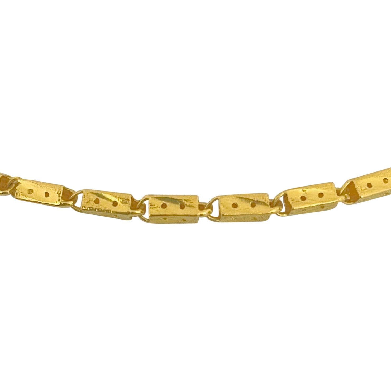 Collier à maillons en or jaune pur 24 carats avec barre de diamants pour femmes Bon état - En vente à Guilford, CT