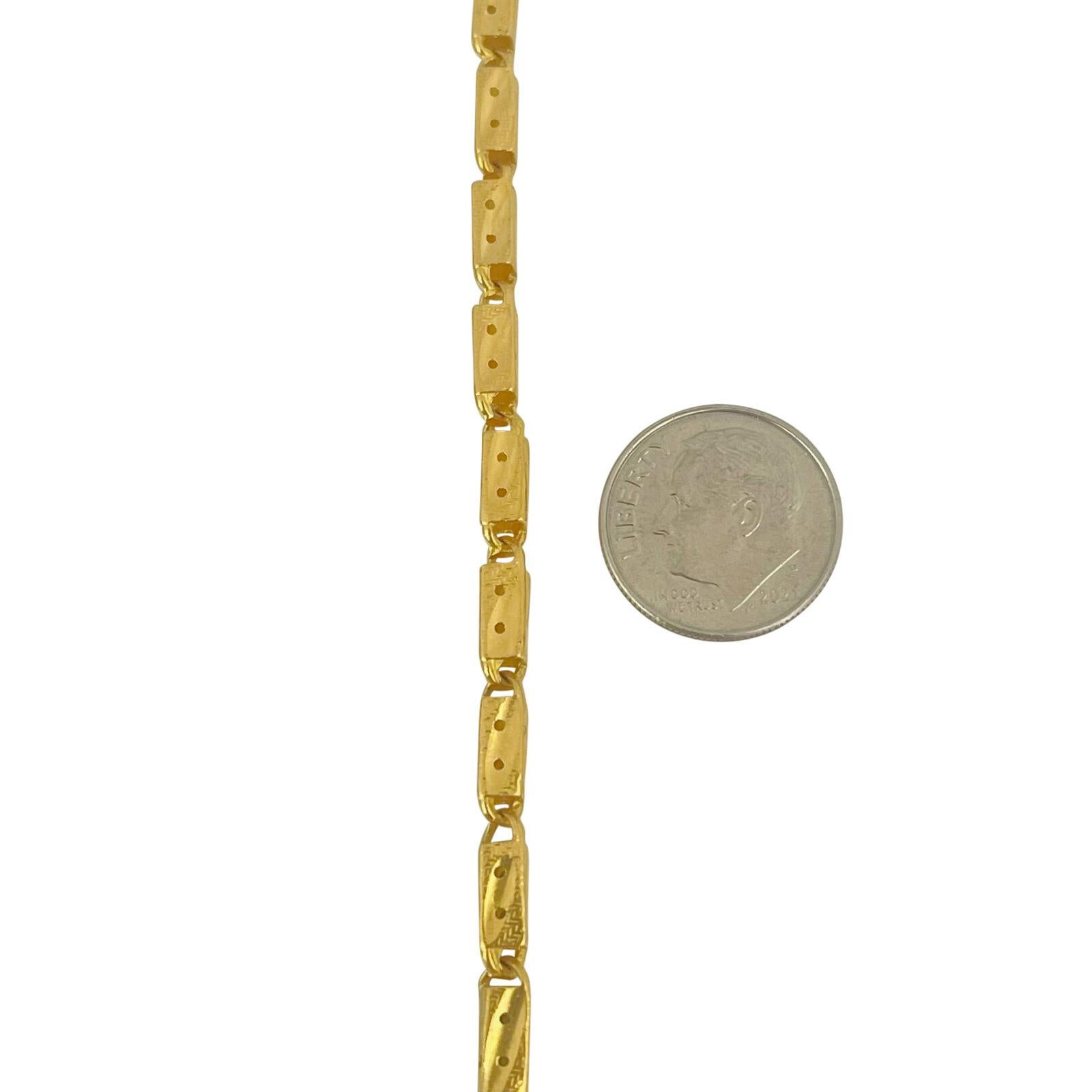 Collier à maillons en or jaune pur 24 carats avec barre de diamants pour femmes en vente 1