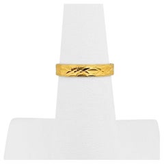 24 Karat Pure Yellow Gold Ladies Diamond Cut Etched Band Ring