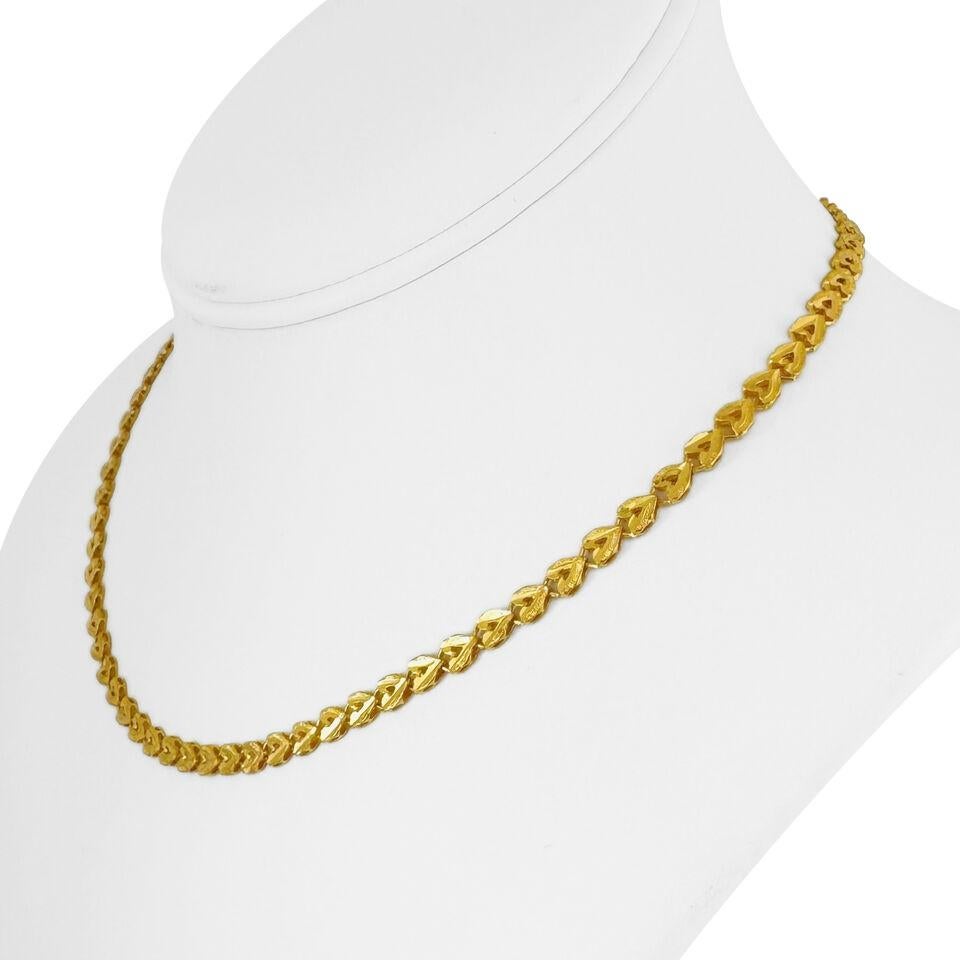 24k Pure Yellow Gold 12g Ladies Diamond Cut 4mm Fancy Link Necklace 15