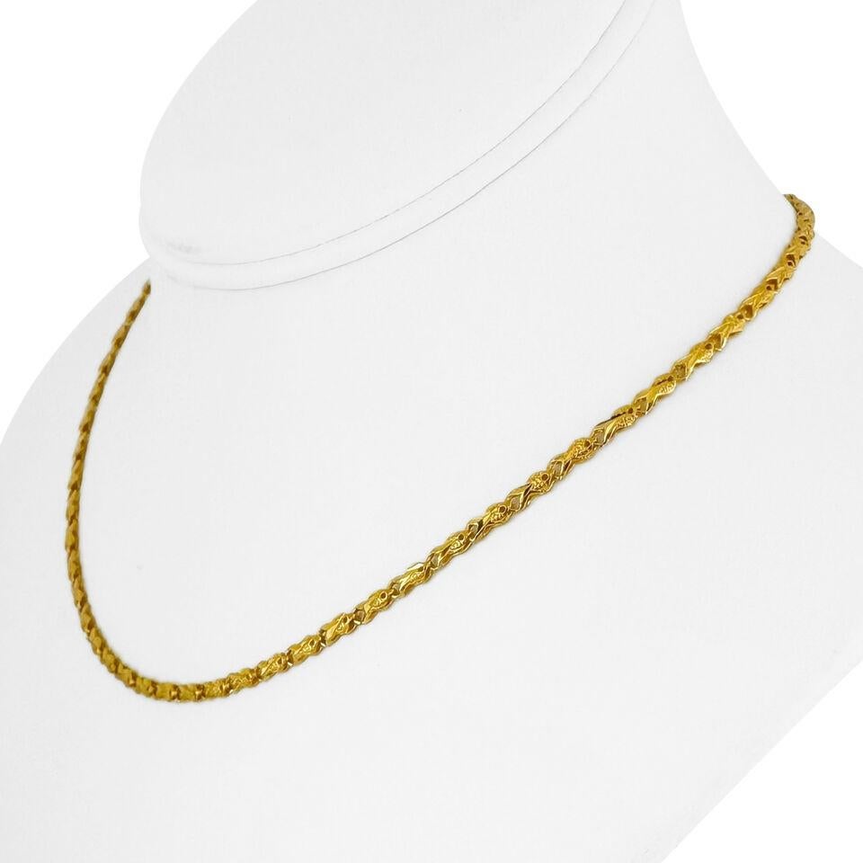 24k Pure Yellow Gold 8.7g Ladies Diamond Cut 2.5mm Fancy Link Necklace 16