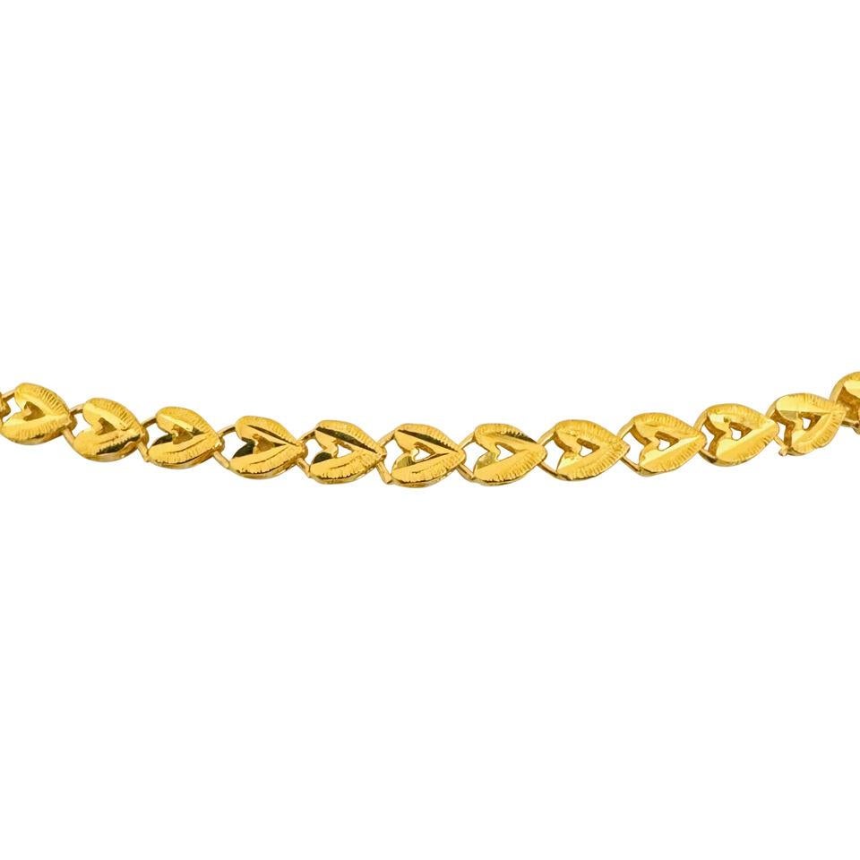 24 Karat Pure Yellow Gold Ladies Diamond Cut Fancy Link Necklace  In Good Condition For Sale In Guilford, CT