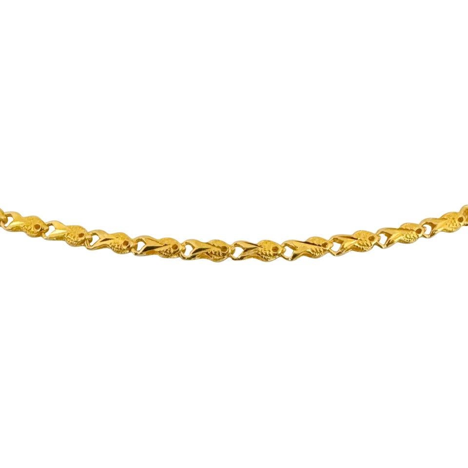24 Karat Pure Yellow Gold Ladies Diamond Cut Fancy Link Necklace  In Good Condition In Guilford, CT