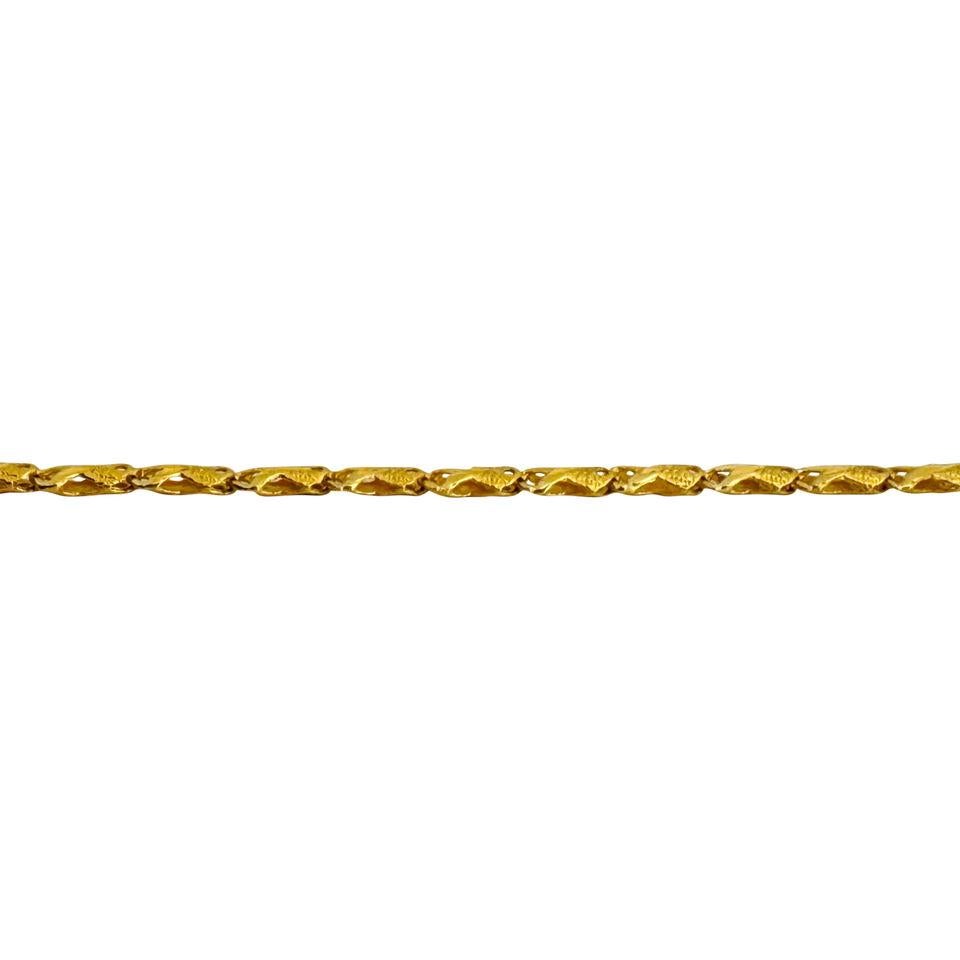 Women's 24 Karat Pure Yellow Gold Ladies Diamond Cut Fancy Link Necklace 