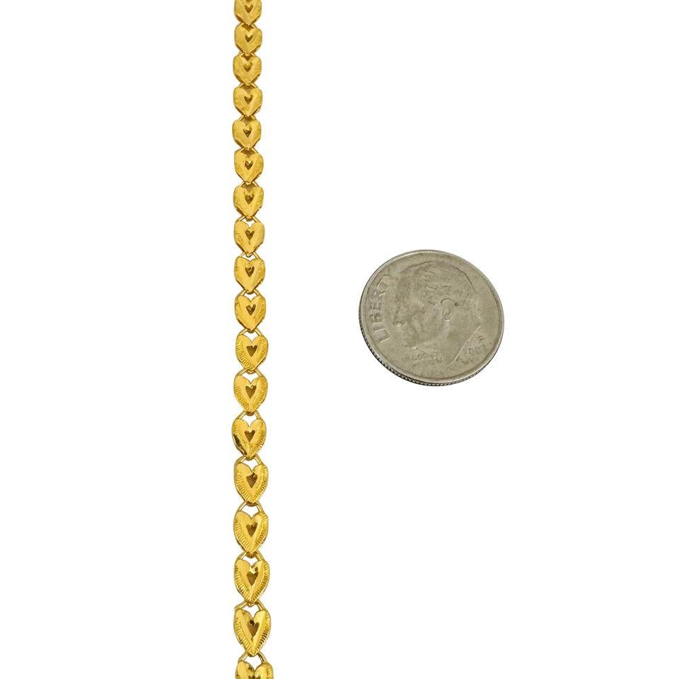 24 Karat Pure Yellow Gold Ladies Diamond Cut Fancy Link Necklace  For Sale 1
