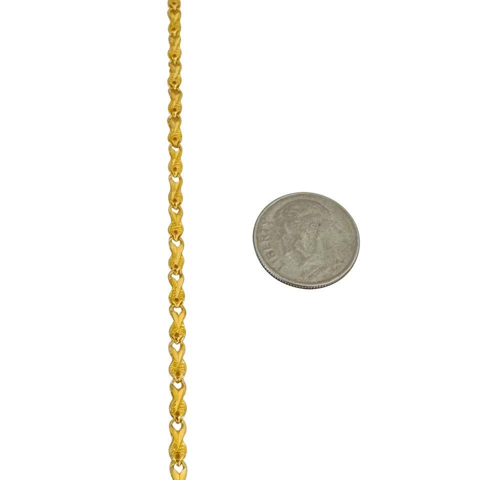 24 Karat Pure Yellow Gold Ladies Diamond Cut Fancy Link Necklace  1