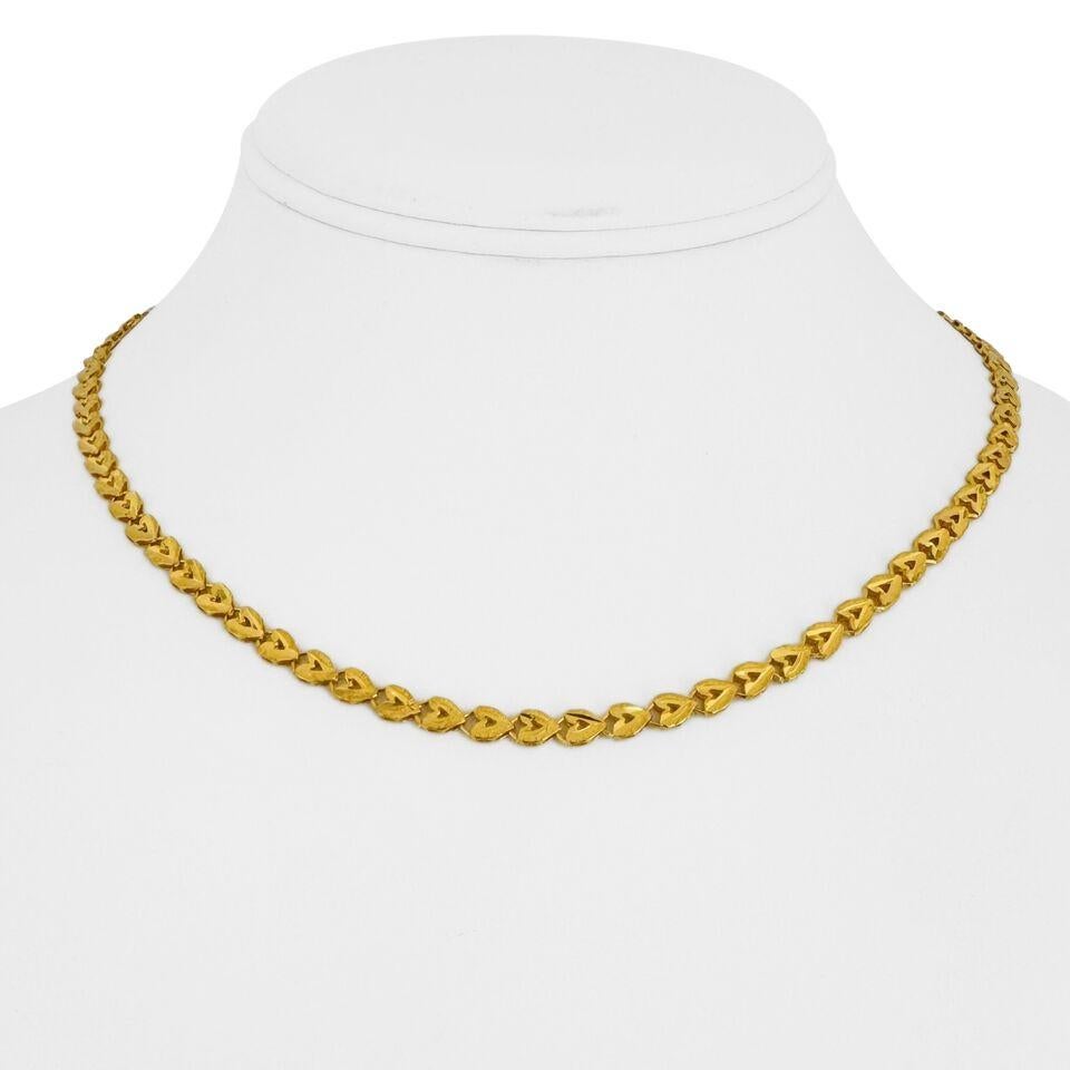 24 Karat Pure Yellow Gold Ladies Diamond Cut Fancy Link Necklace  For Sale 4
