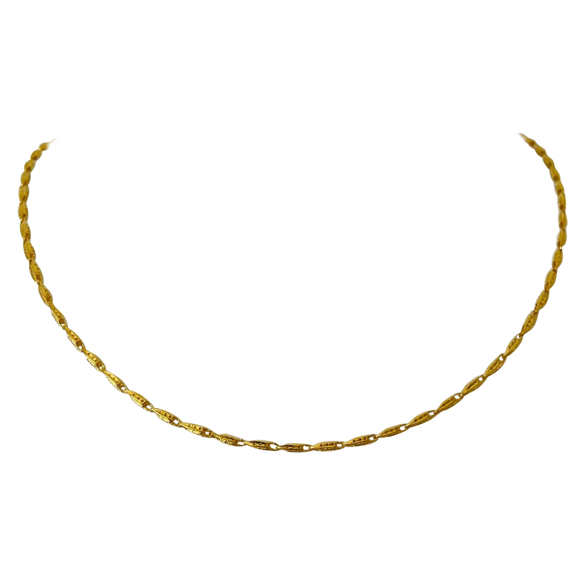 24 Karat Pure Yellow Gold Ladies Fancy Open Link Chain Necklace